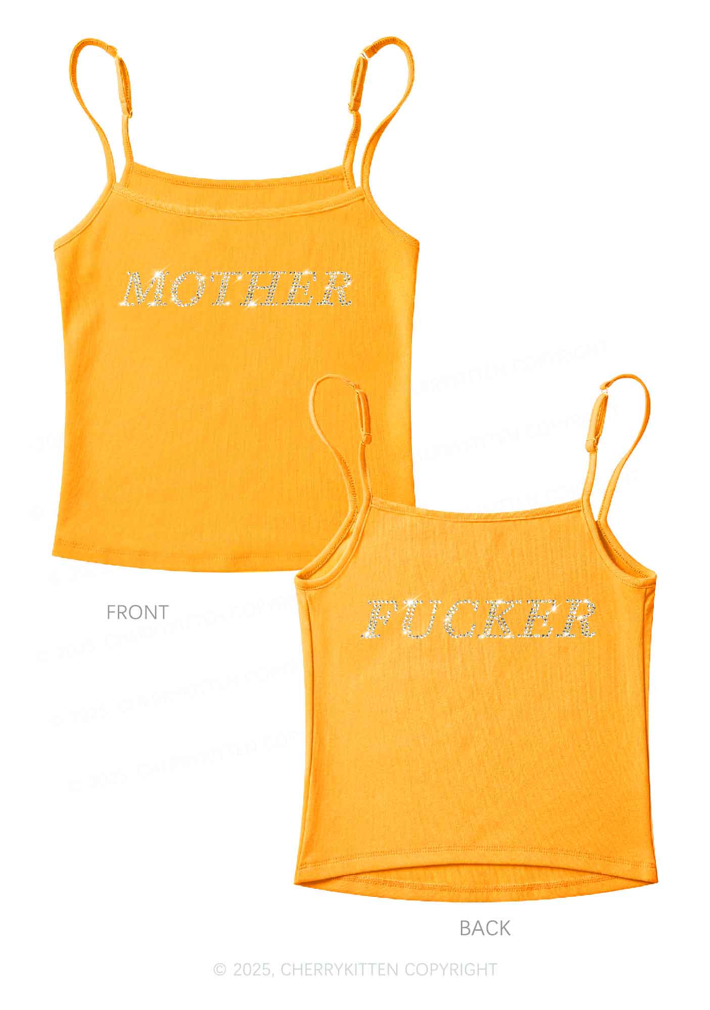 Rhinestone Motherfxcker Two Sides Y2K Spaghetti Strap Cami Cherrykitten - Image 4