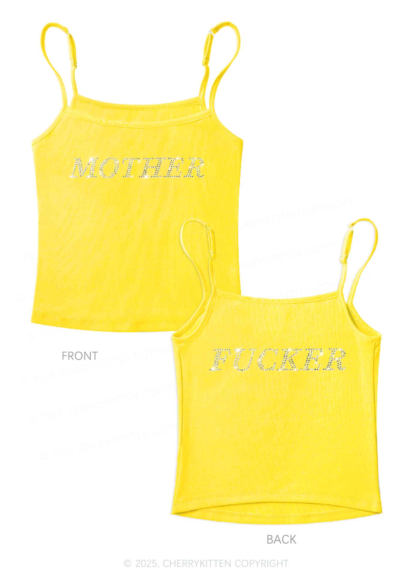 Rhinestone Motherfxcker Two Sides Y2K Spaghetti Strap Cami Cherrykitten - Image 5