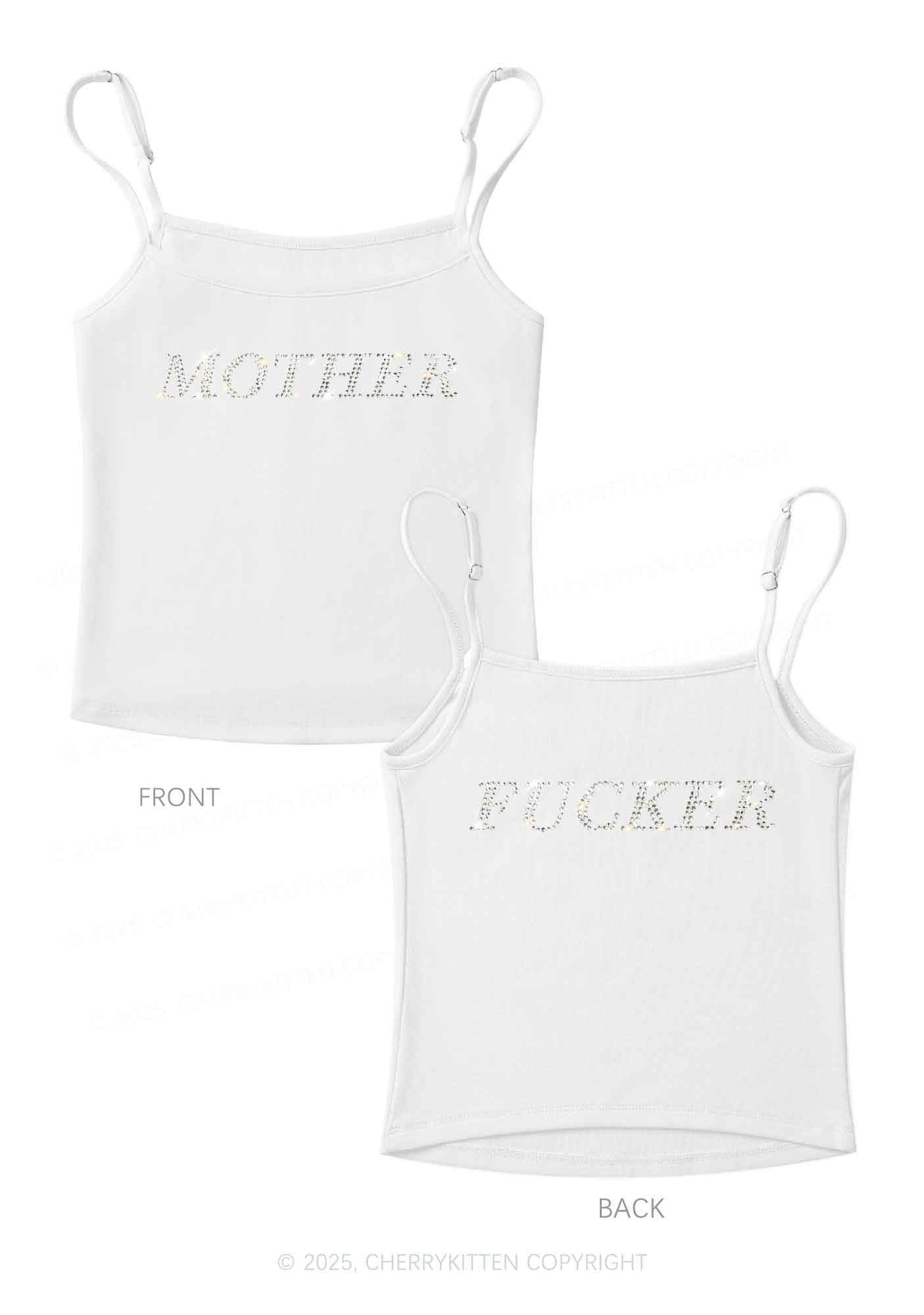 Rhinestone Motherfxcker Two Sides Y2K Spaghetti Strap Cami Cherrykitten - Image 6