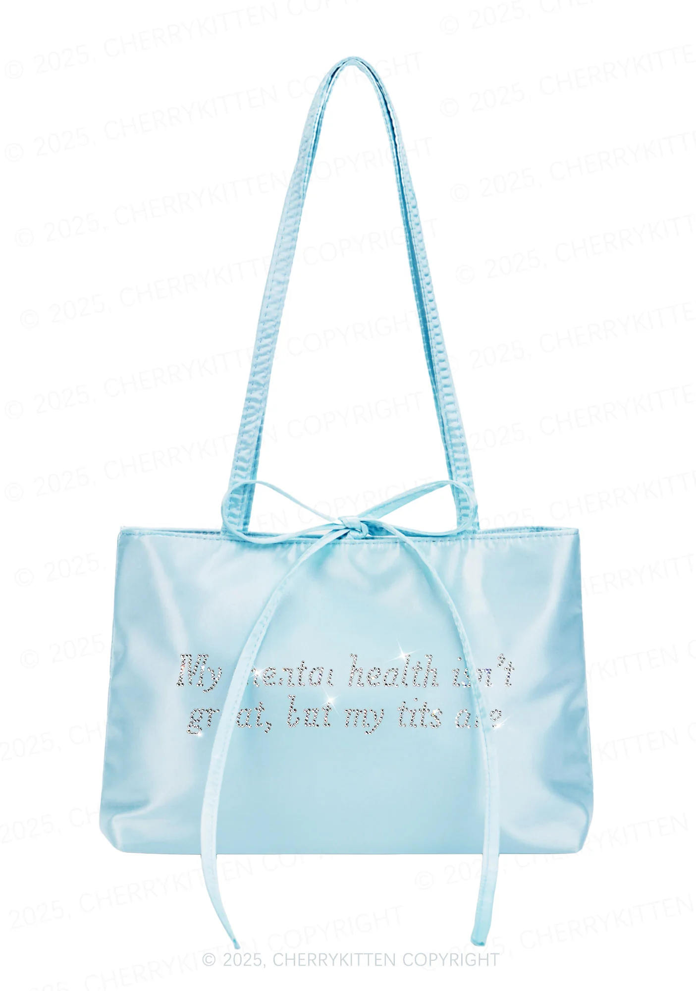 Rhinestone My Mental Health Isnt Great Y2K Satin Bags Cherrykitten - Image 2