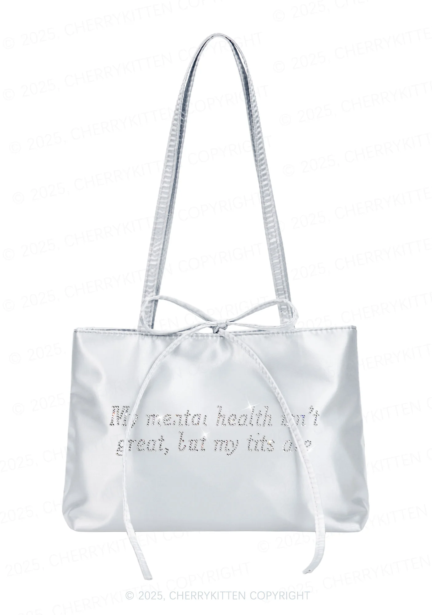 Rhinestone My Mental Health Isnt Great Y2K Satin Bags Cherrykitten - Image 3