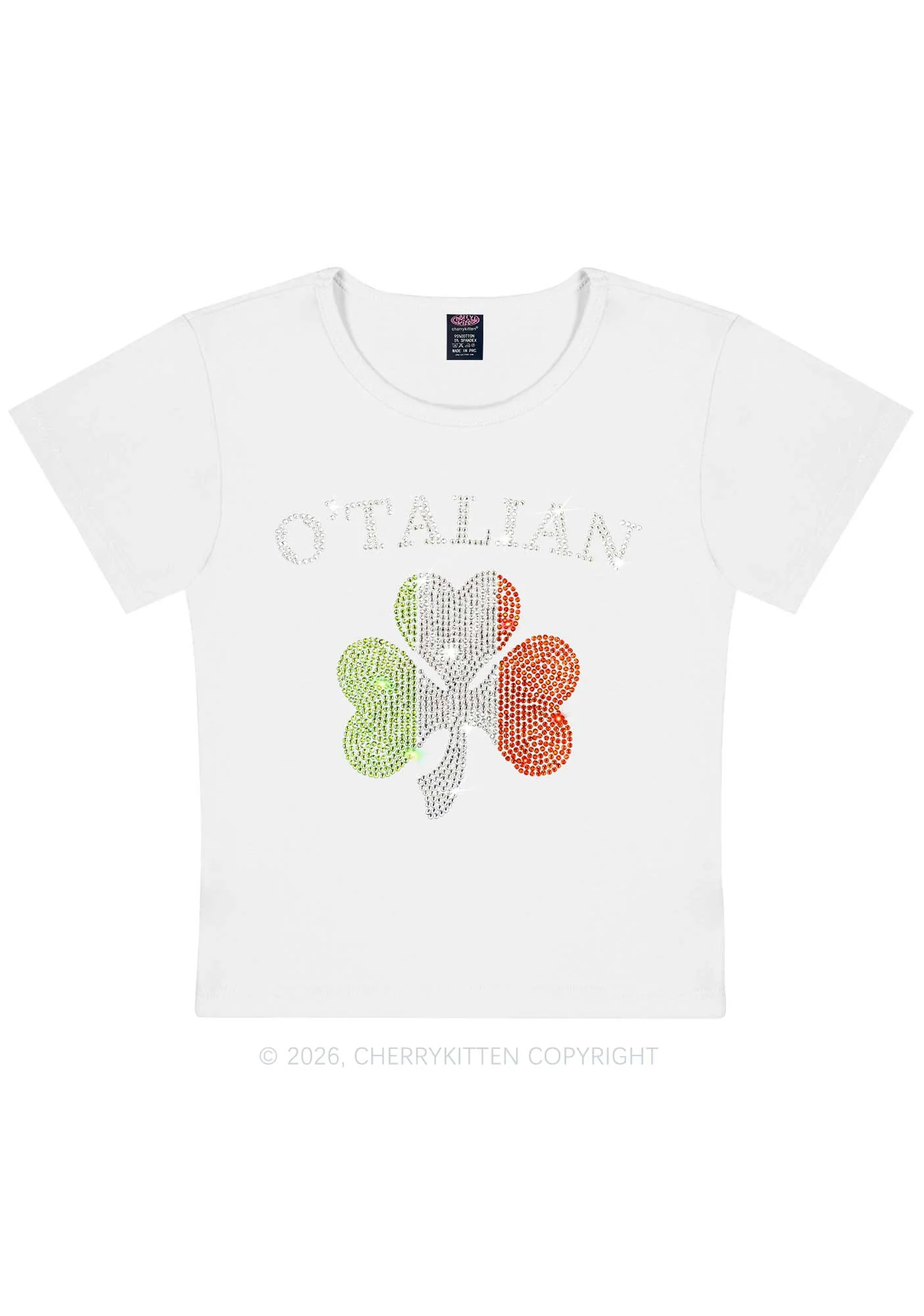 Rhinestone Otalian St Patricks Y2K Baby Tee Cherrykitten - Image 4