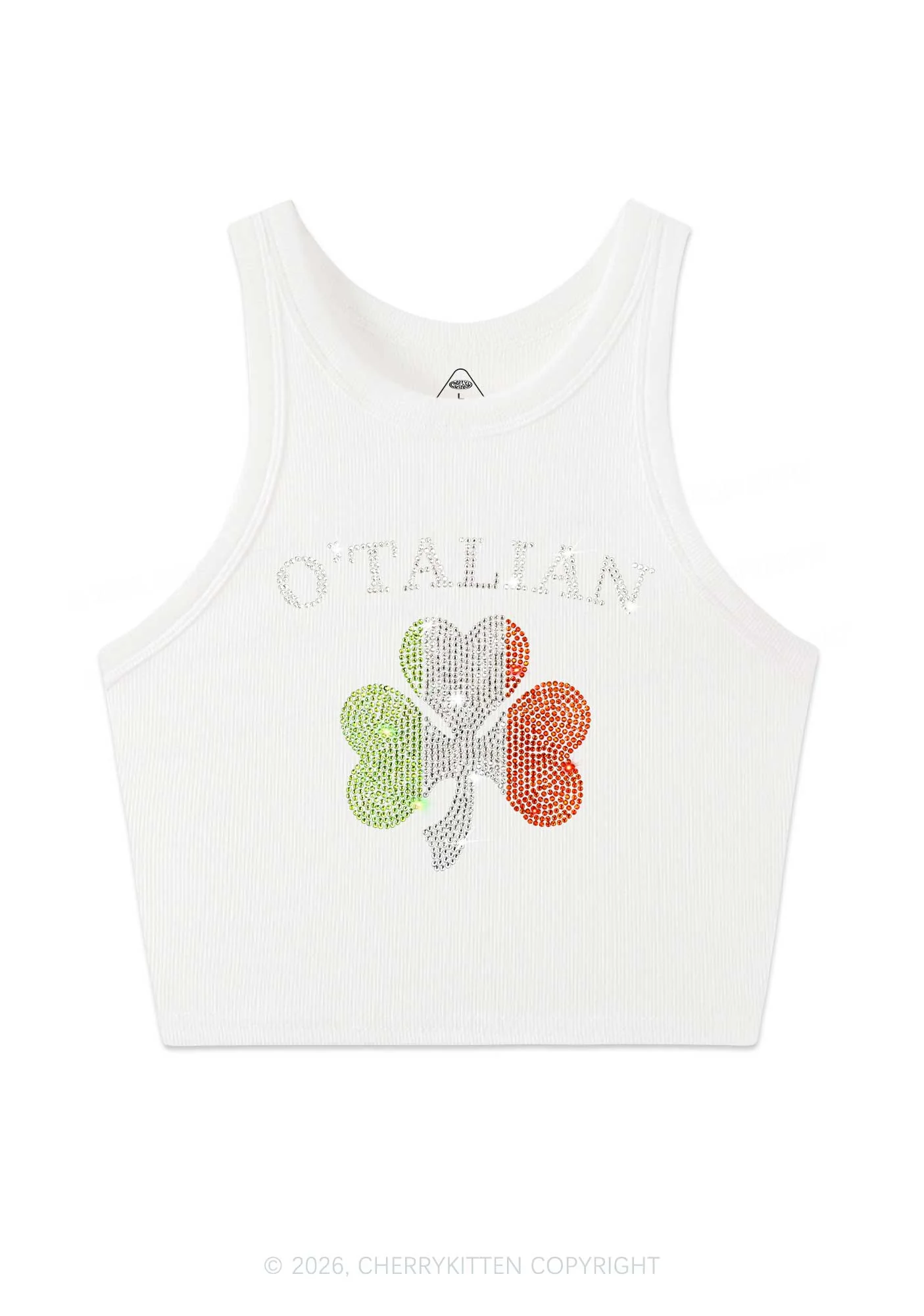 Rhinestone Otalian St Patricks Y2K Crop Tank Top Cherrykitten - Image 3