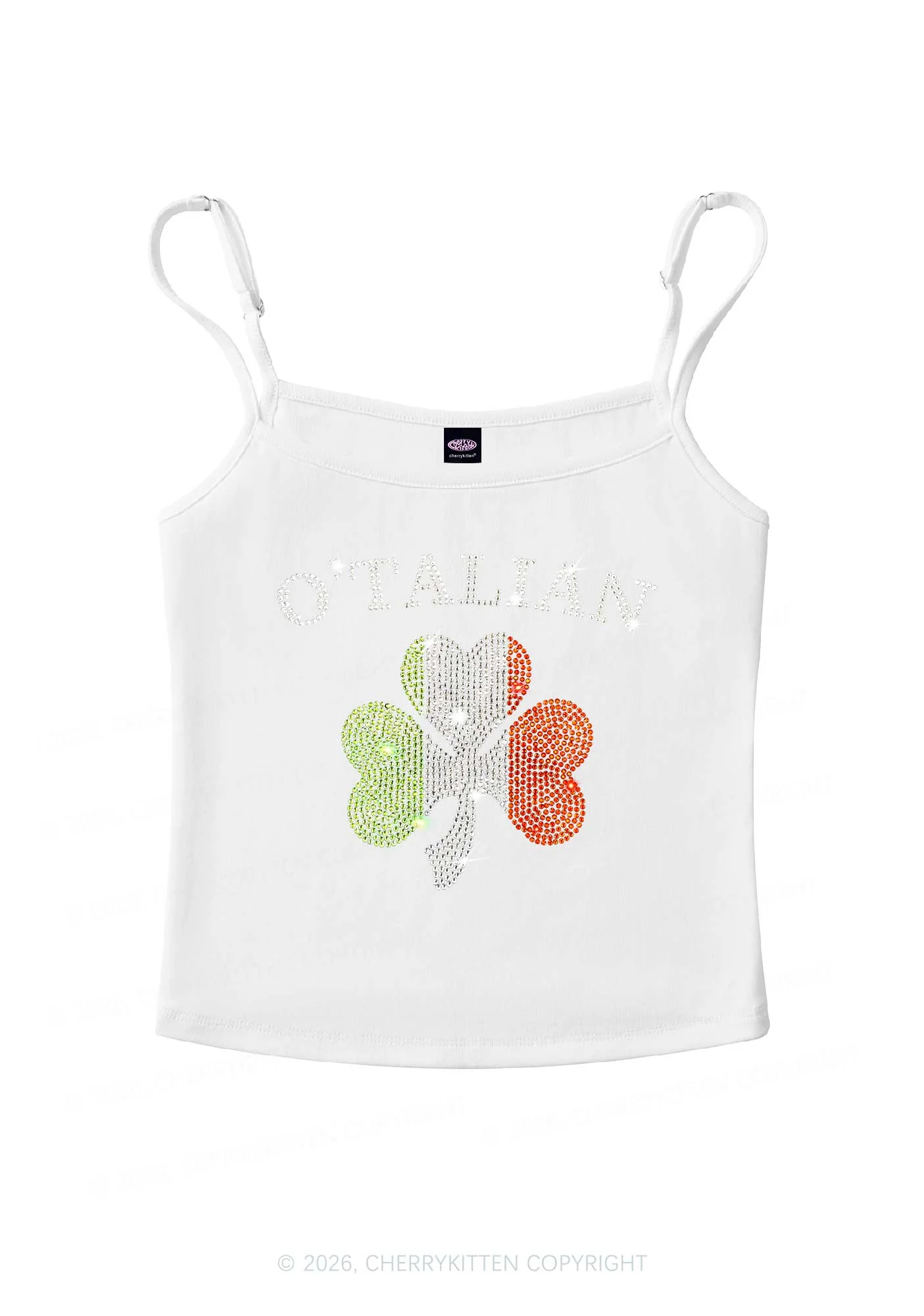 Rhinestone Otalian St Patricks Y2K Spaghetti Strap Cami Cherrykitten - Image 3