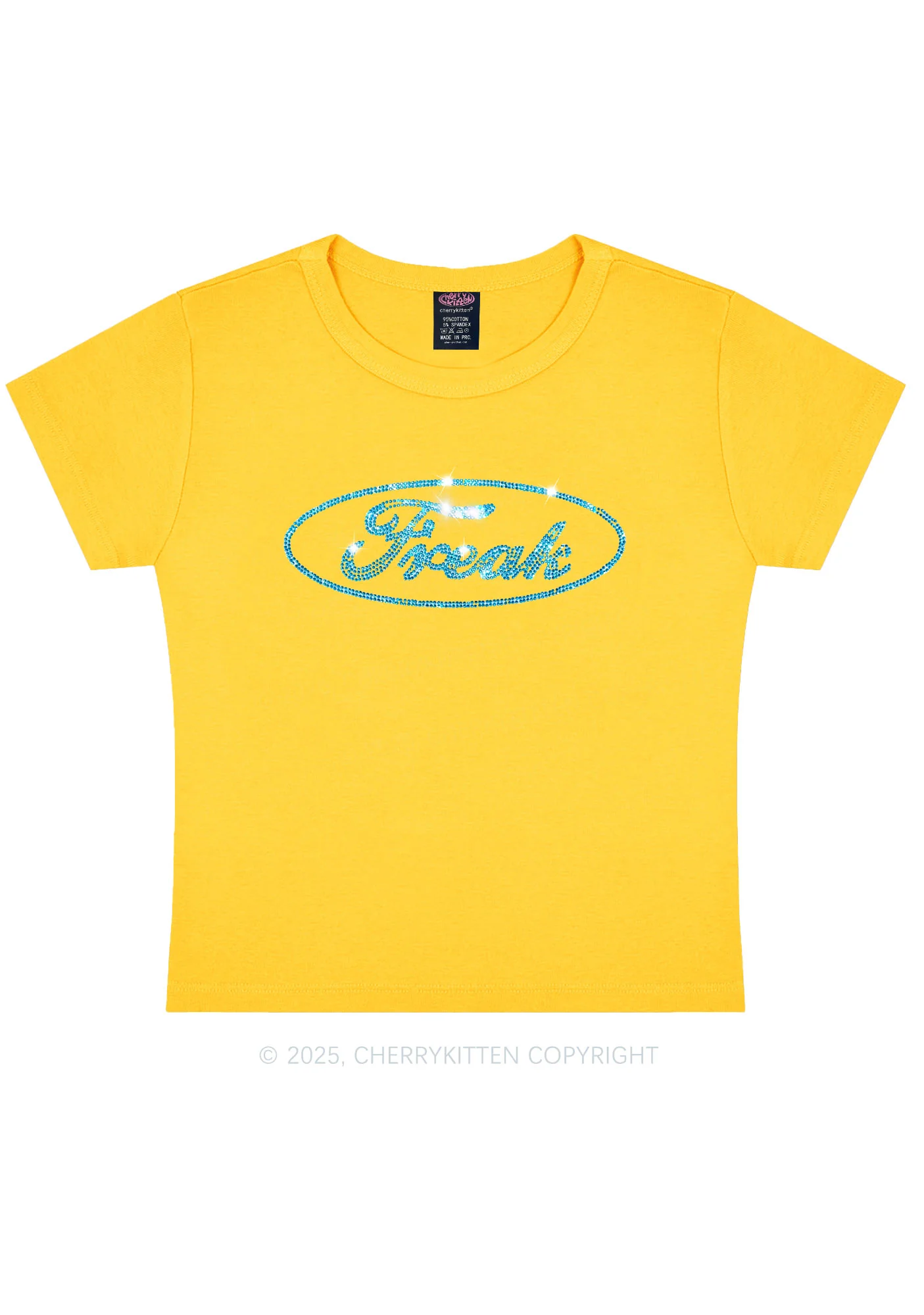 Rhinestone Oval Freak Y2K Baby Tee Cherrykitten - Image 10
