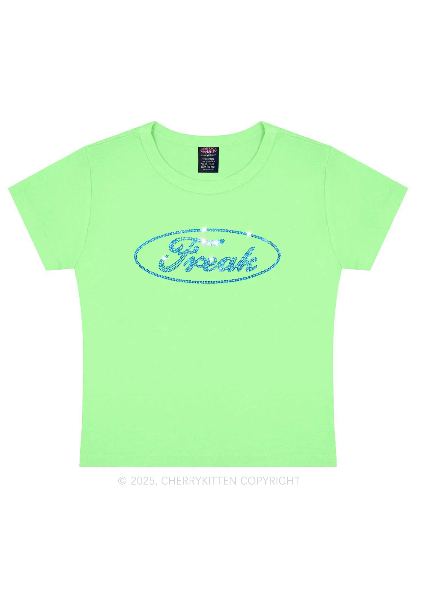 Rhinestone Oval Freak Y2K Baby Tee Cherrykitten - Image 11