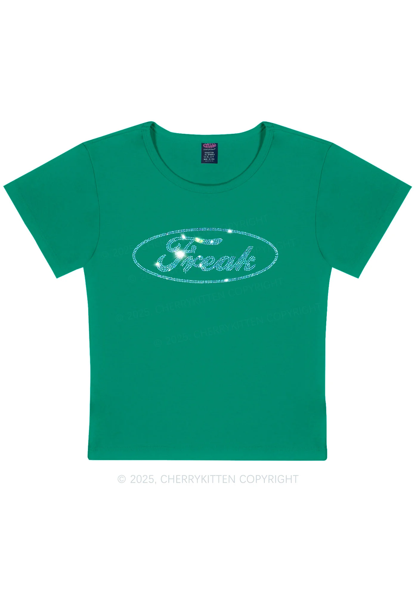 Rhinestone Oval Freak Y2K Baby Tee Cherrykitten - Image 13