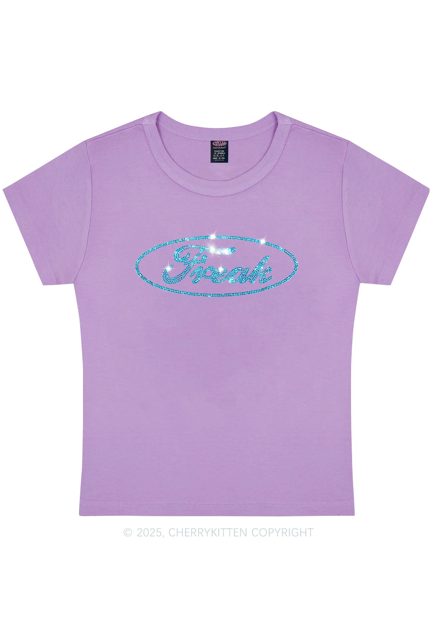 Rhinestone Oval Freak Y2K Baby Tee Cherrykitten - Image 6