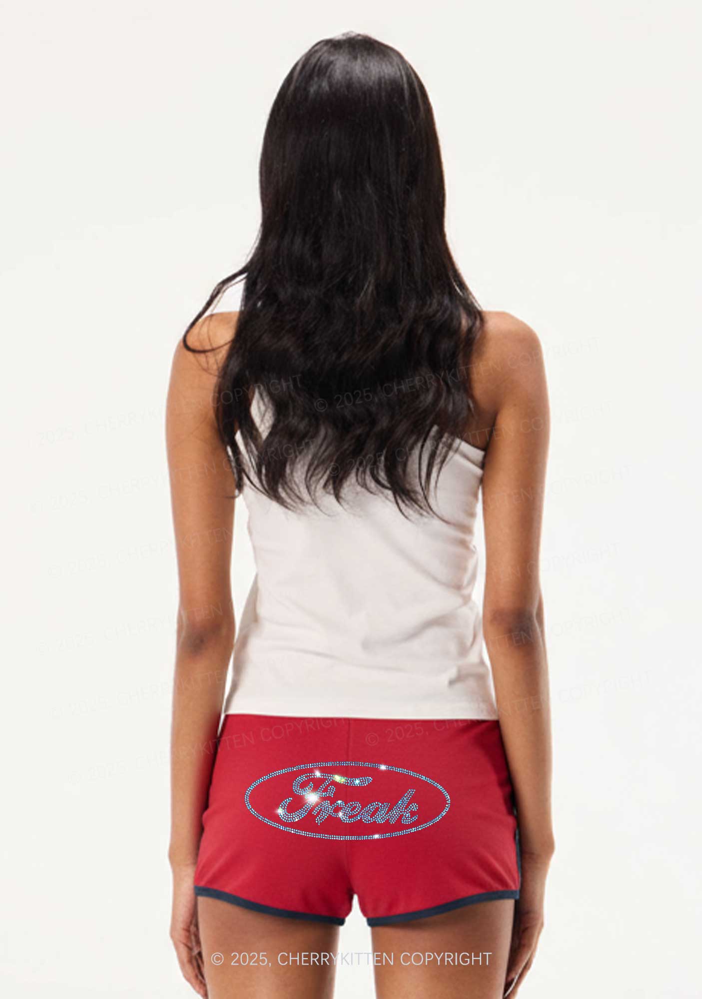 Rhinestone Oval Freak Y2K Booty Shorts Cherrykitten - Image 2