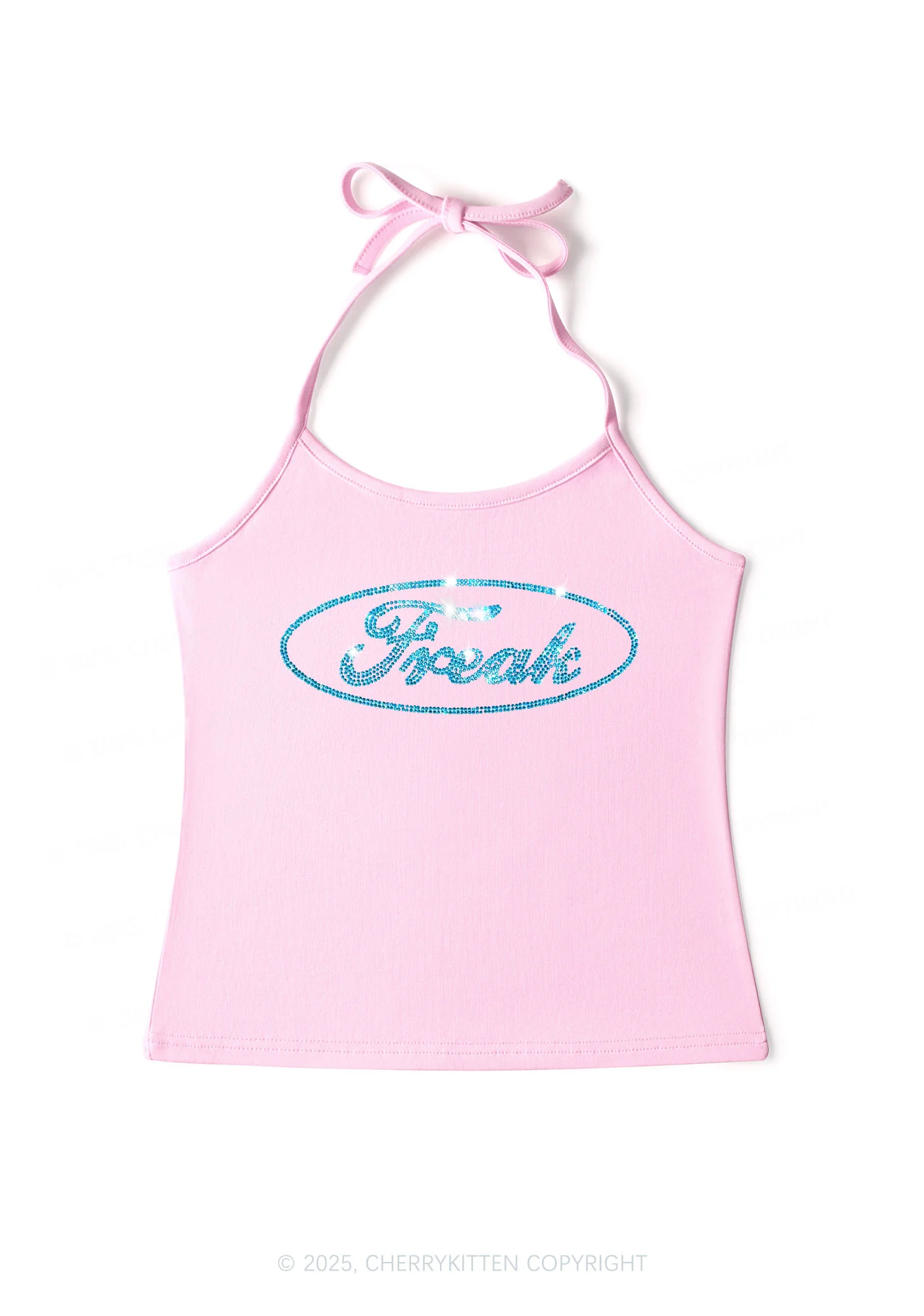 Rhinestone Oval Freak Y2K Halter Neck Cami Cherrykitten - Image 2