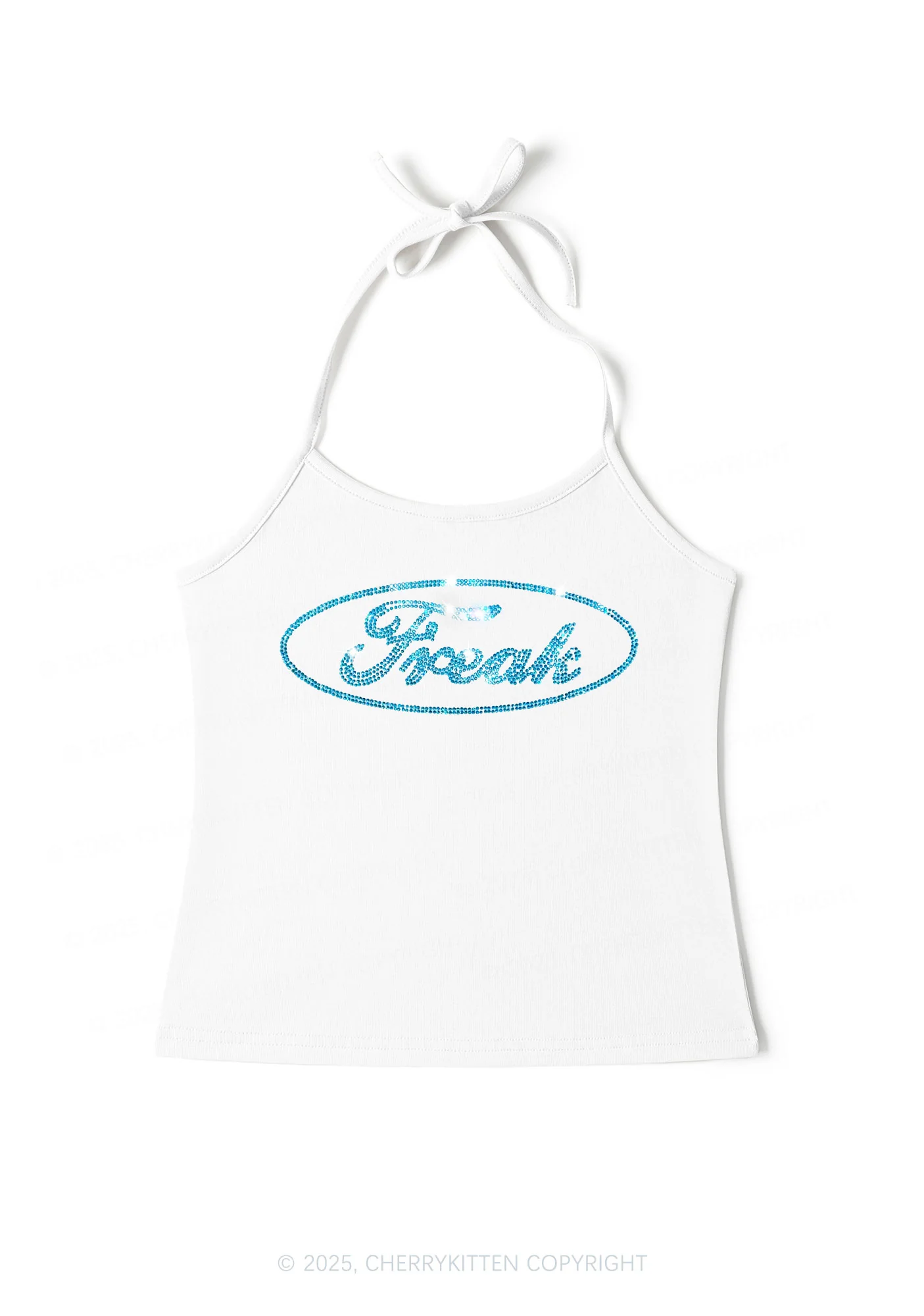 Rhinestone Oval Freak Y2K Halter Neck Cami Cherrykitten - Image 3