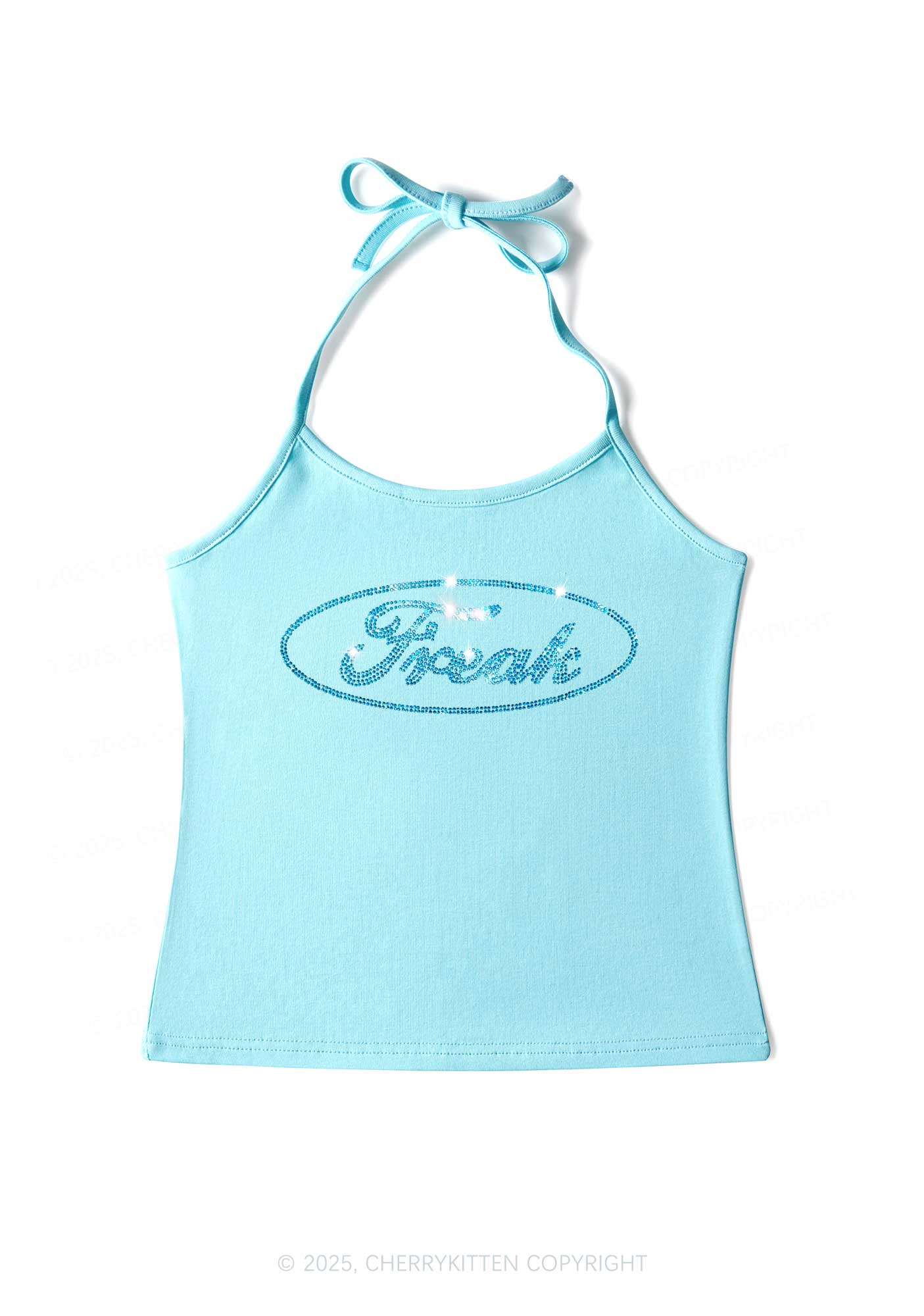 Rhinestone Oval Freak Y2K Halter Neck Cami Cherrykitten - Image 4