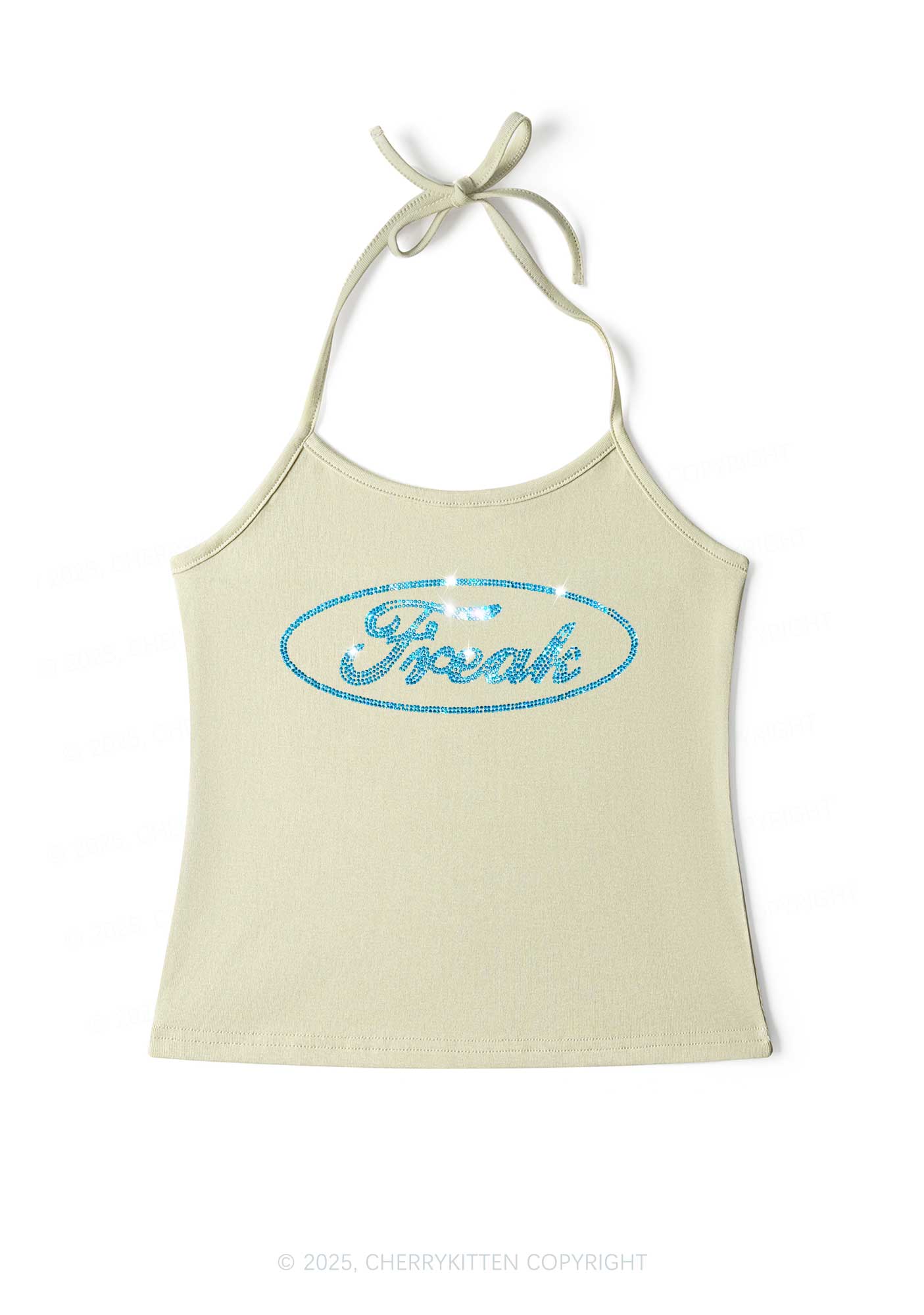 Rhinestone Oval Freak Y2K Halter Neck Cami Cherrykitten - Image 5