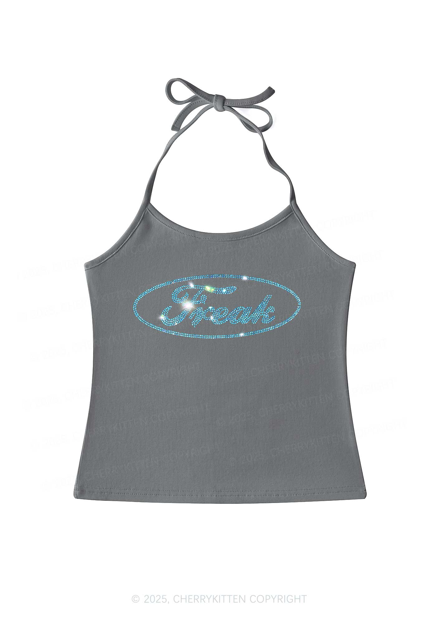 Rhinestone Oval Freak Y2K Halter Neck Cami Cherrykitten - Image 6