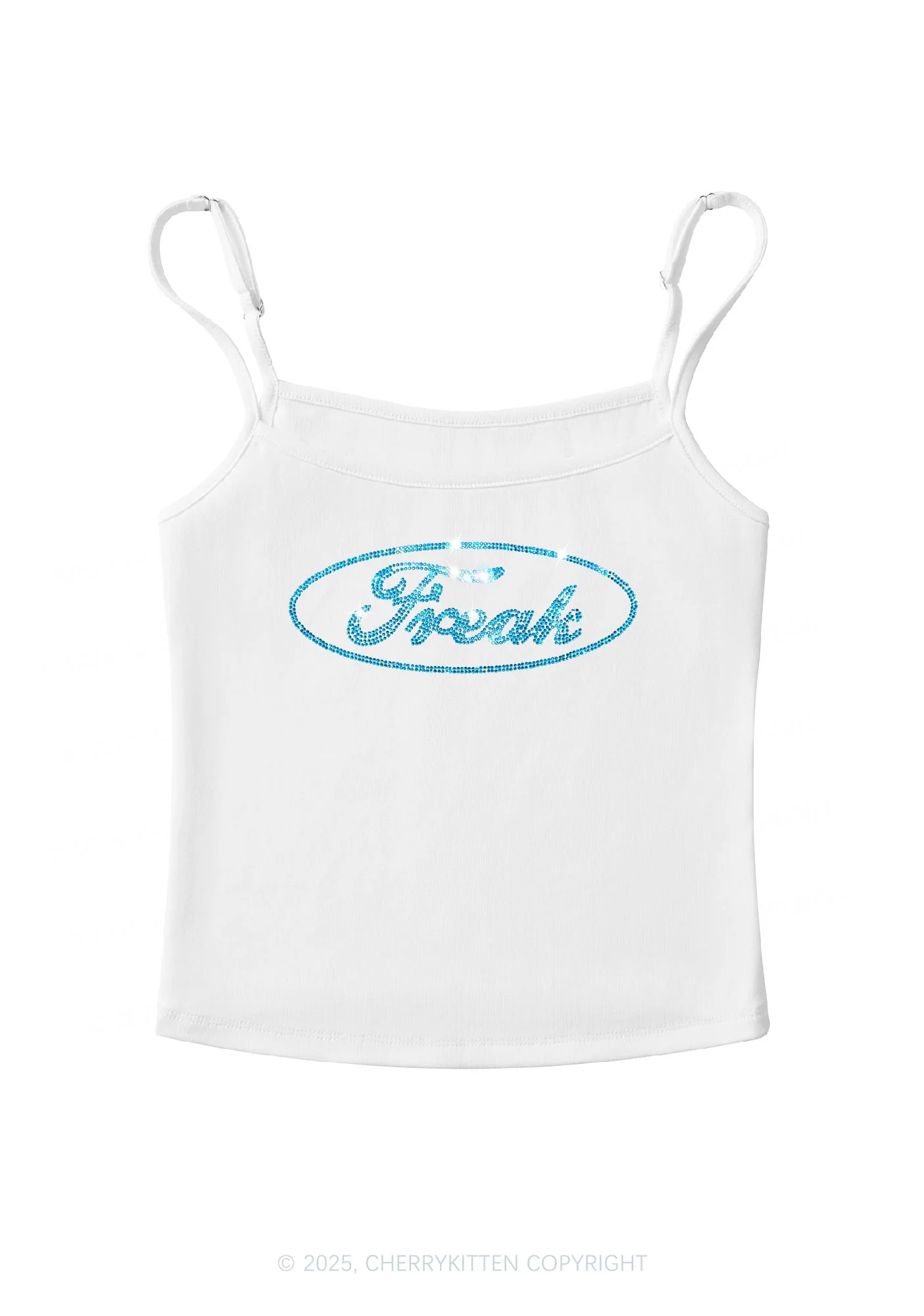 Rhinestone Oval Freak Y2K Spaghetti Strap Cami Cherrykitten - Image 3