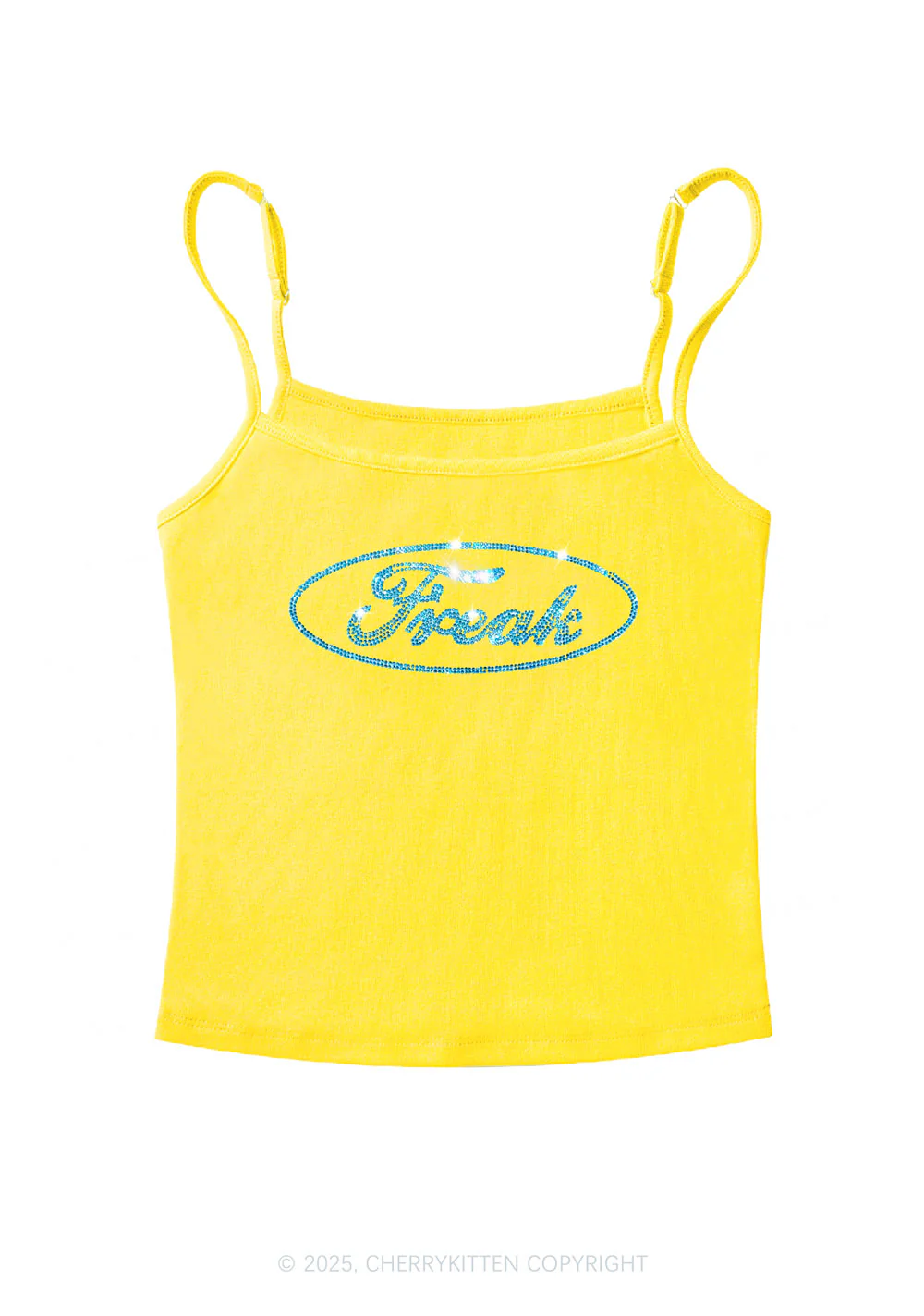 Rhinestone Oval Freak Y2K Spaghetti Strap Cami Cherrykitten - Image 6
