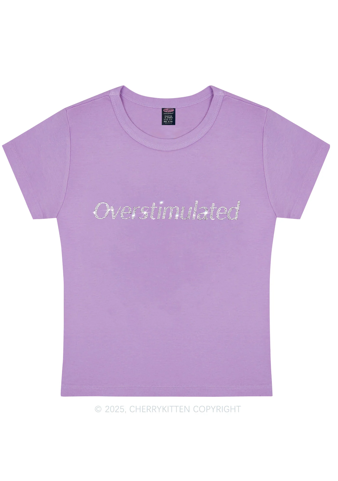 Rhinestone Overstimulated Y2K Baby Tee Cherrykitten - Image 6