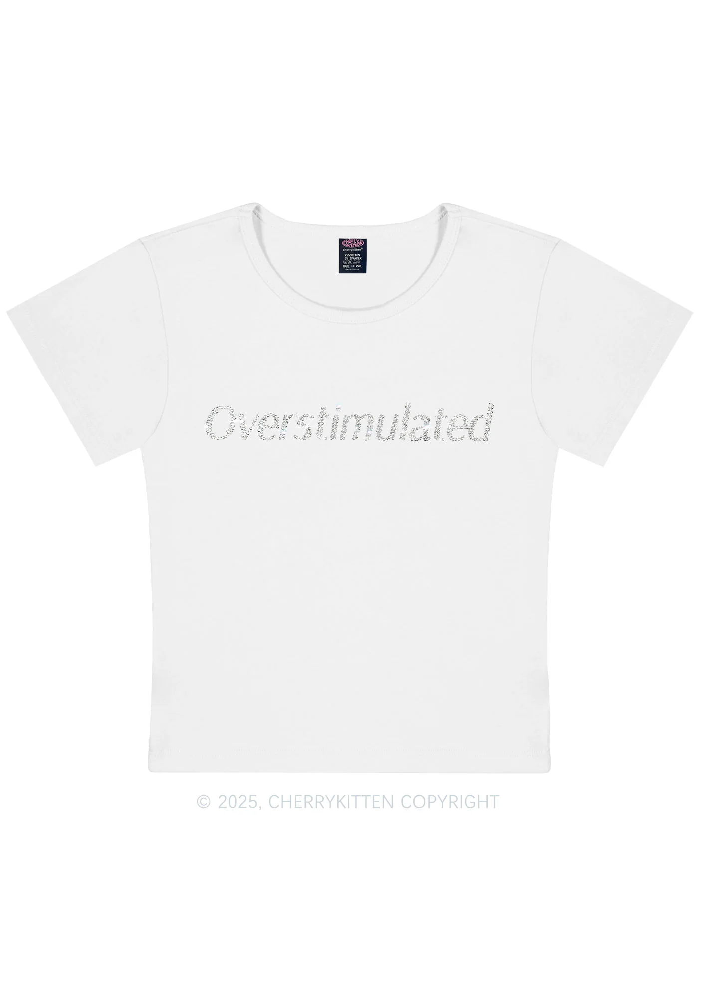Rhinestone Overstimulated Y2K Baby Tee Cherrykitten - Image 7