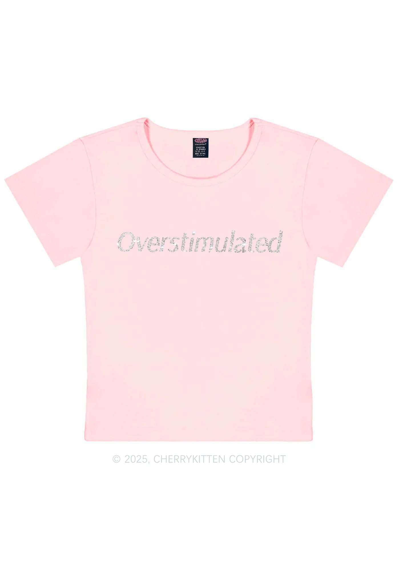Rhinestone Overstimulated Y2K Baby Tee Cherrykitten - Image 9