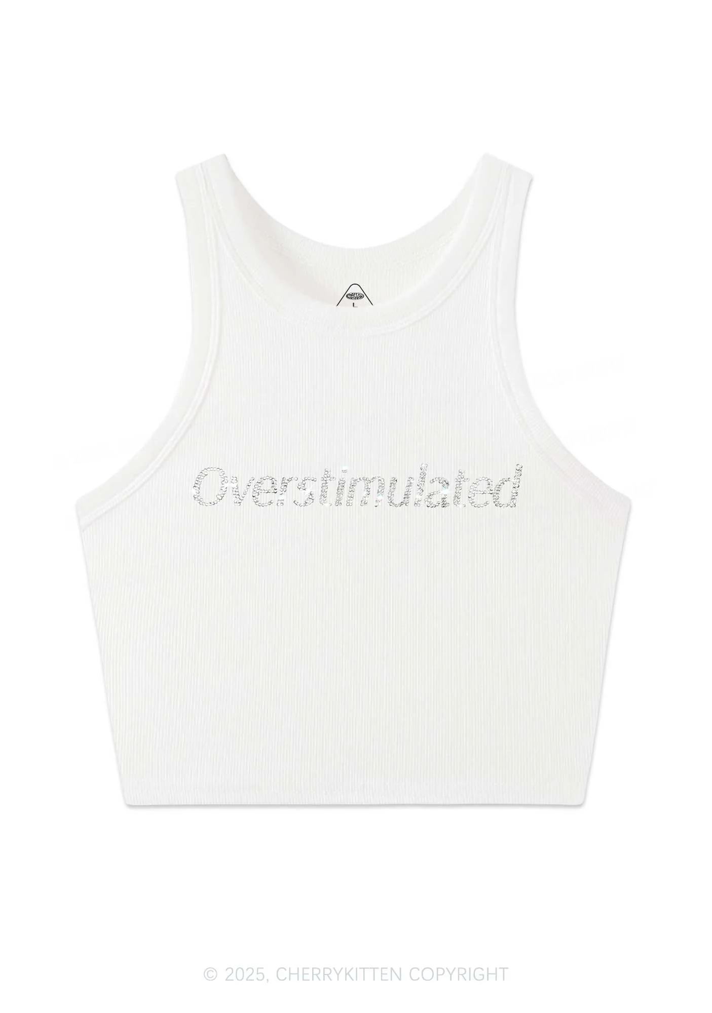 Rhinestone Overstimulated Y2K Crop Tank Top Cherrykitten - Image 4