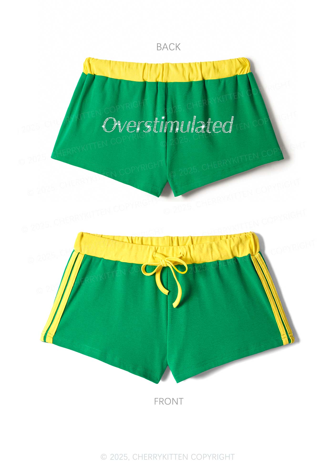Rhinestone Overstimulated Y2K Drawstring Mini Shorts Cherrykitten - Image 6