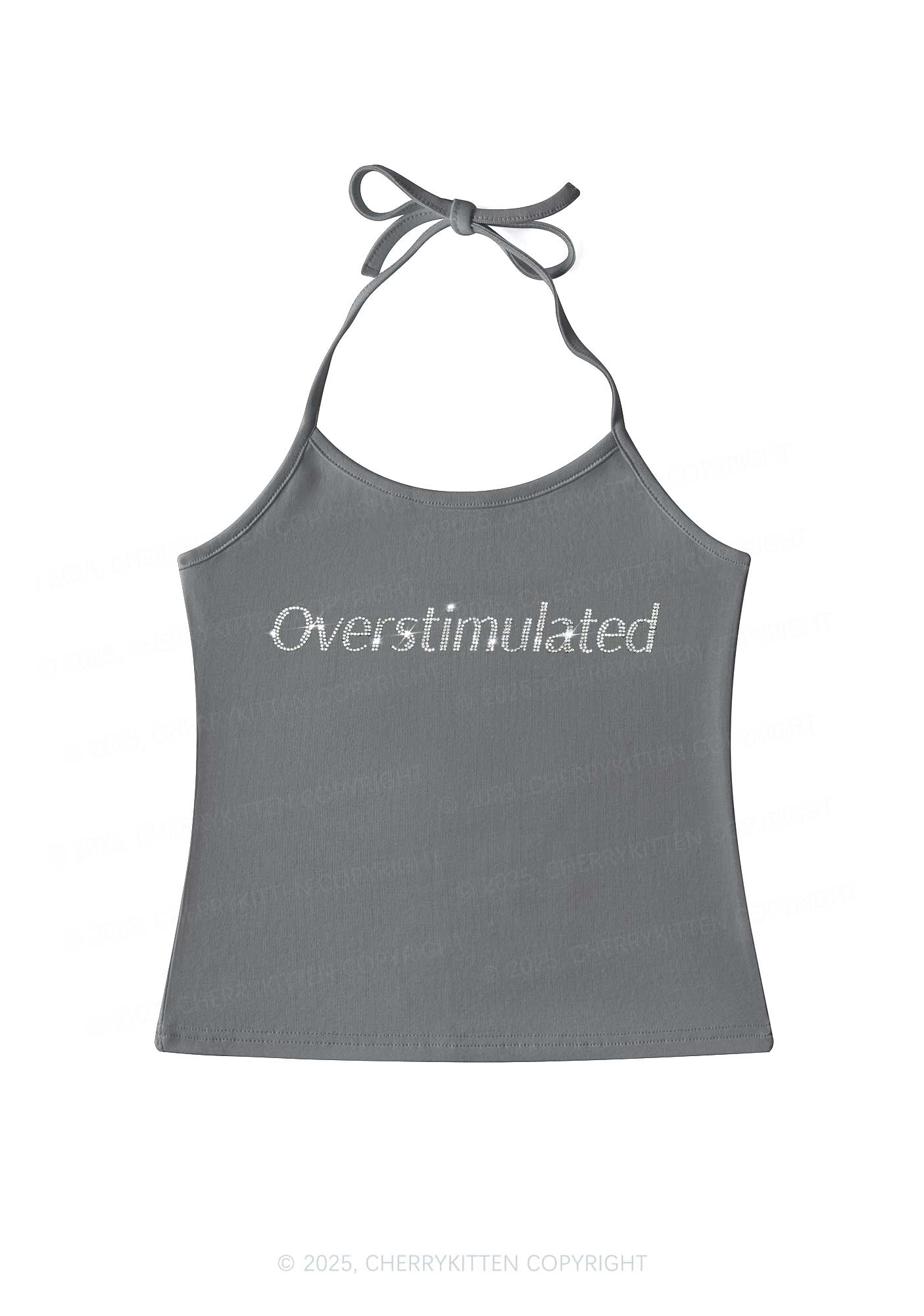 Rhinestone Overstimulated Y2K Halter Neck Cami Cherrykitten - Image 2