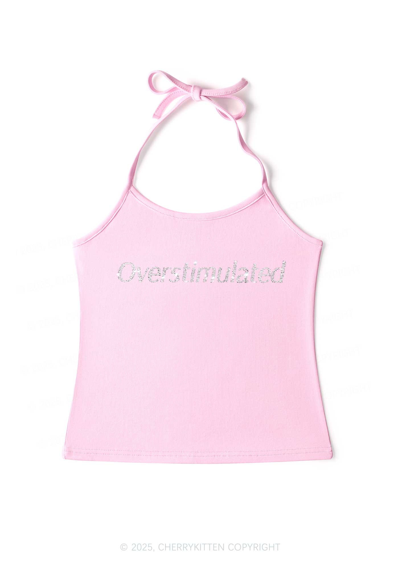 Rhinestone Overstimulated Y2K Halter Neck Cami Cherrykitten - Image 5