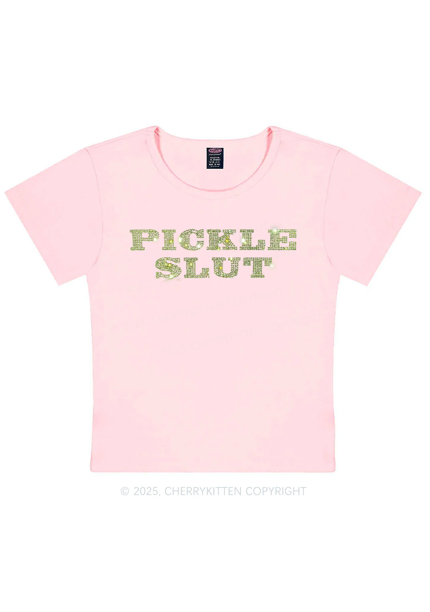 Rhinestone Pickle Slxt Y2K Baby Tee Cherrykitten - Image 12