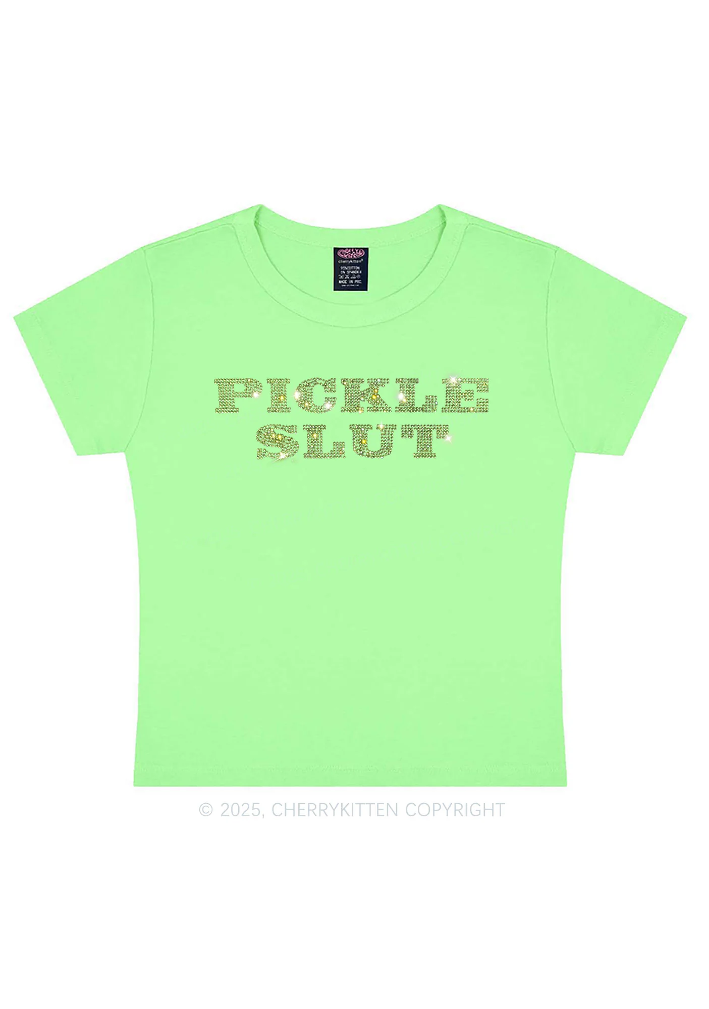 Rhinestone Pickle Slxt Y2K Baby Tee Cherrykitten - Image 13
