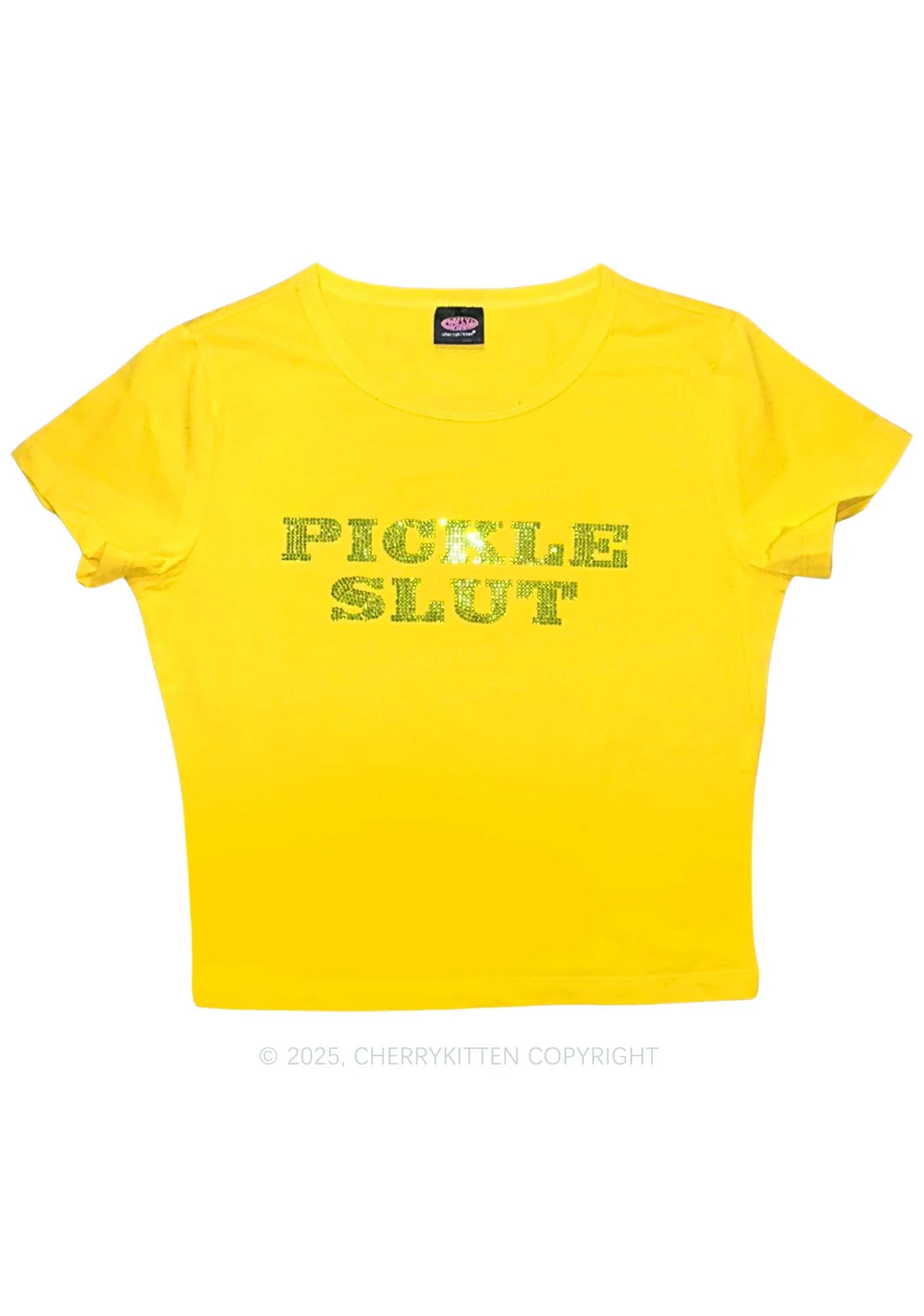 Rhinestone Pickle Slxt Y2K Baby Tee Cherrykitten - Image 4