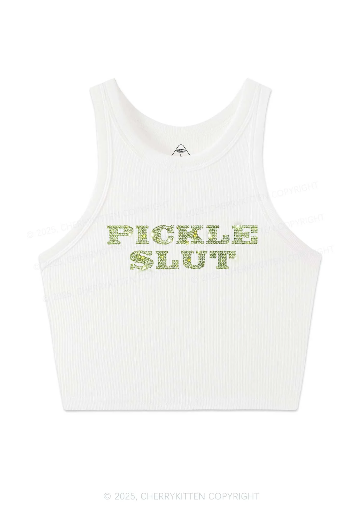 Rhinestone Pickle Slxt Y2K Crop Tank Top Cherrykitten - Image 3
