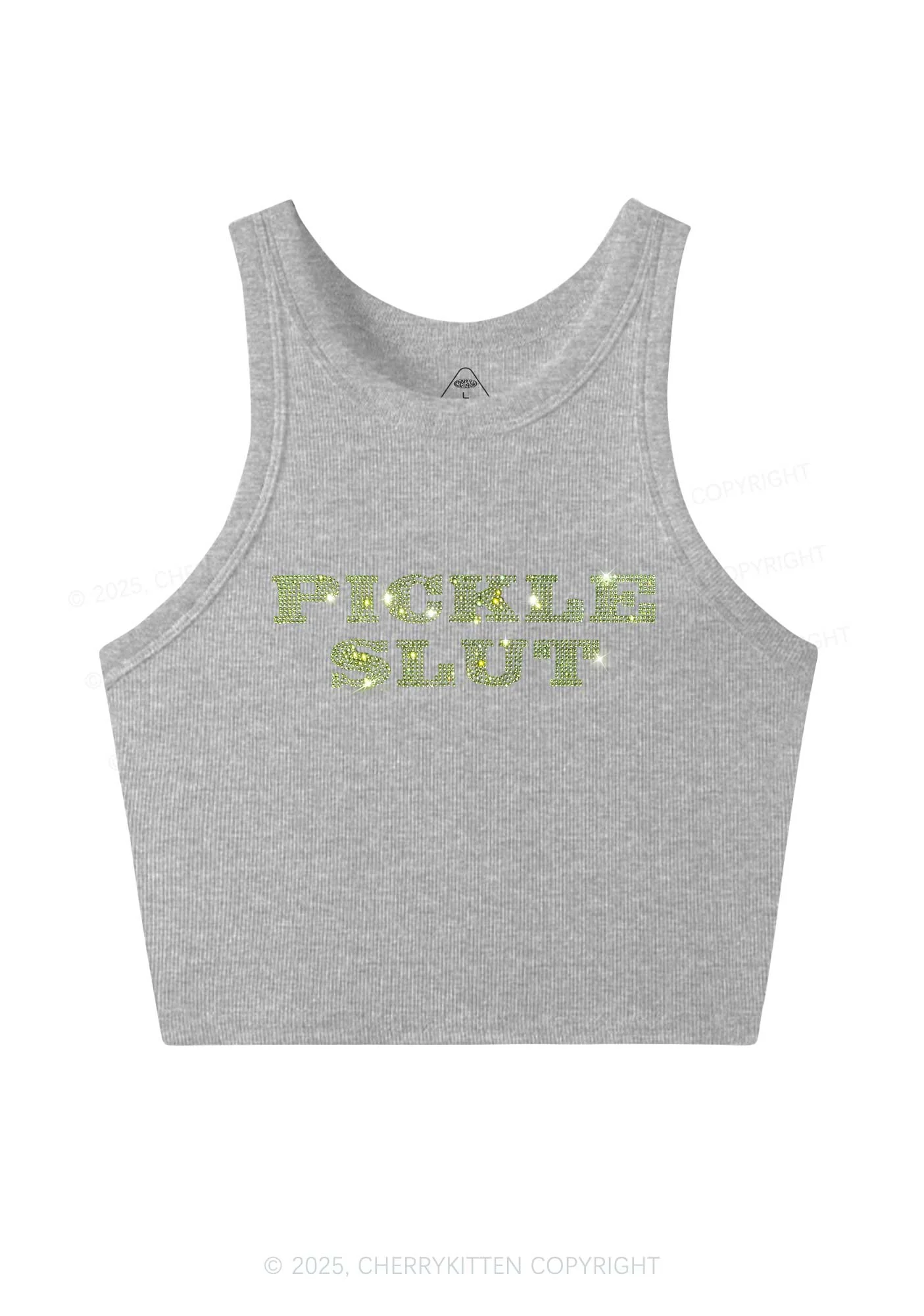 Rhinestone Pickle Slxt Y2K Crop Tank Top Cherrykitten - Image 4