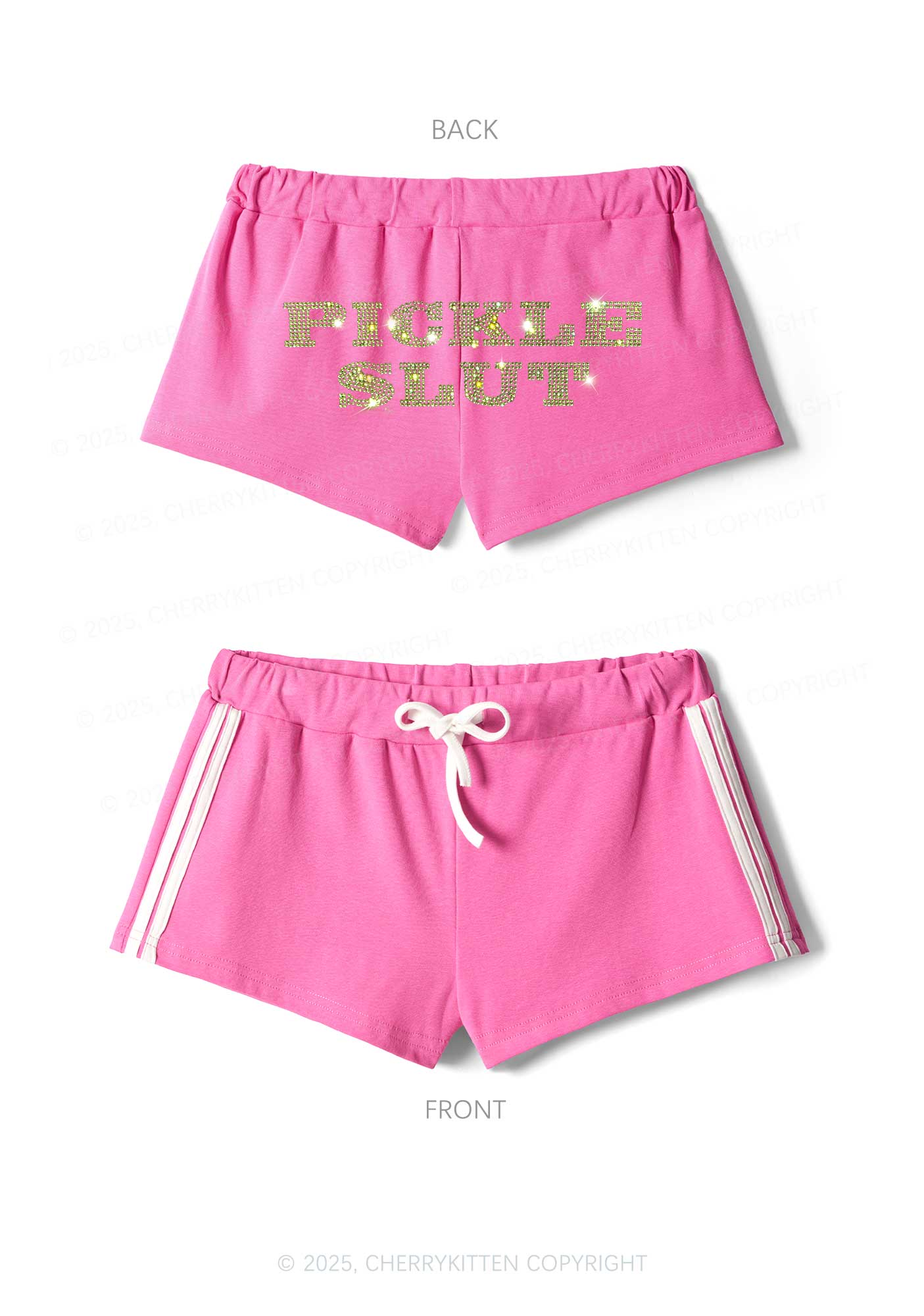 Rhinestone Pickle Slxt Y2K Drawstring Mini Shorts Cherrykitten - Image 3