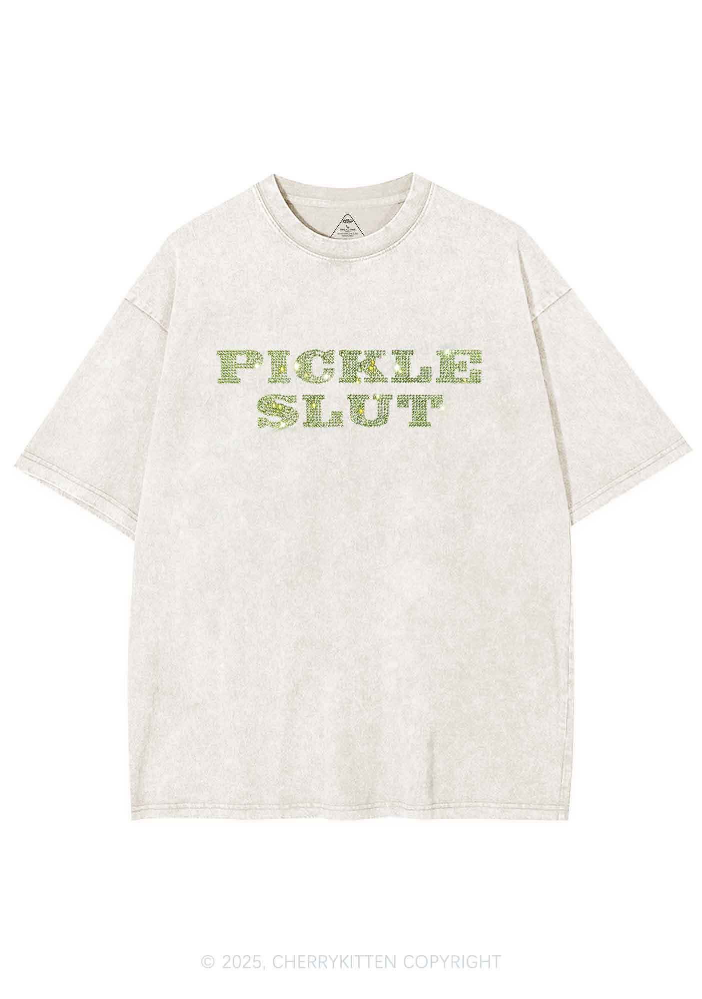 Rhinestone Pickle Slxt Y2K Shirts Washed Tee Cherrykitten - Image 5