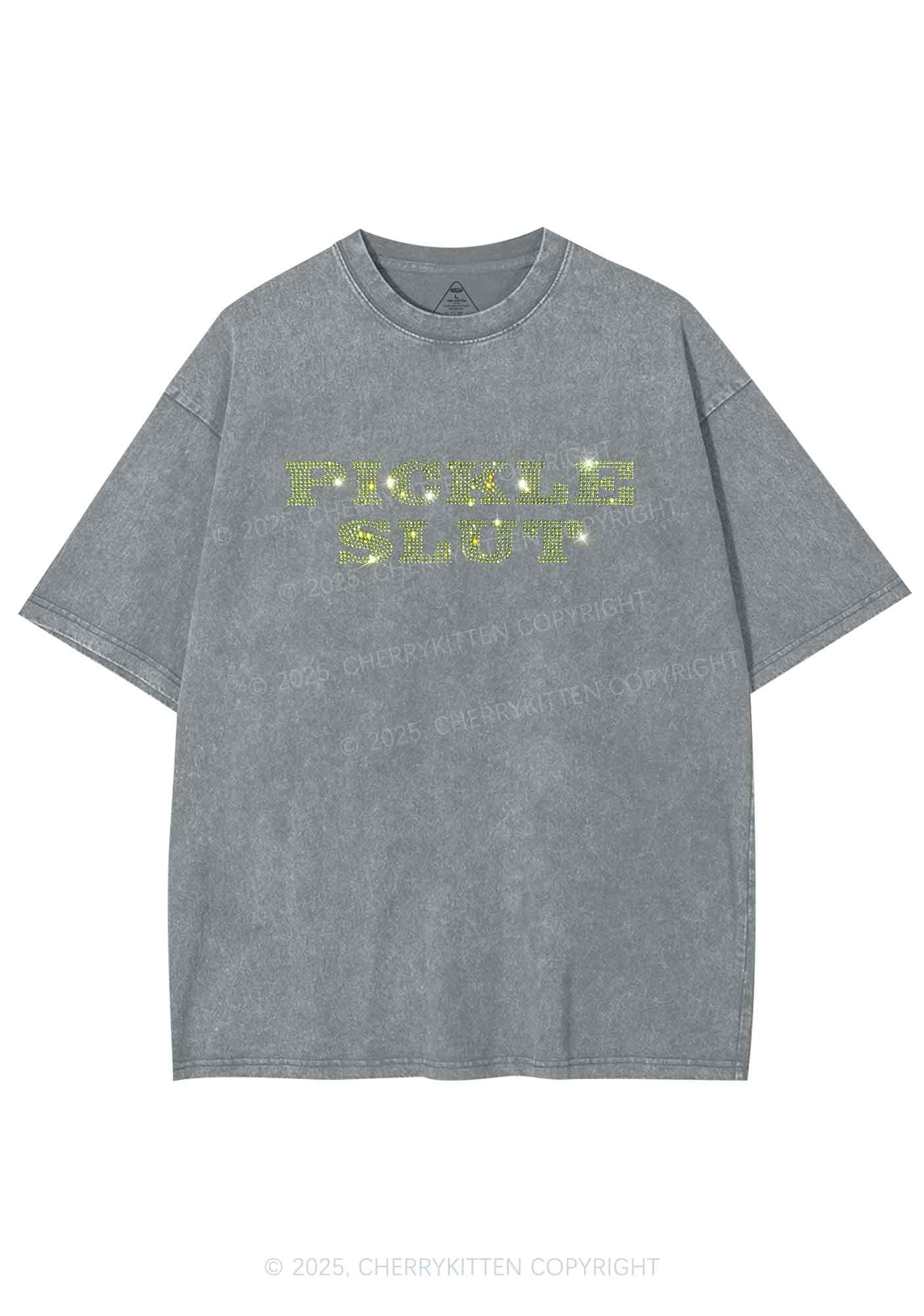 Rhinestone Pickle Slxt Y2K Shirts Washed Tee Cherrykitten - Image 7