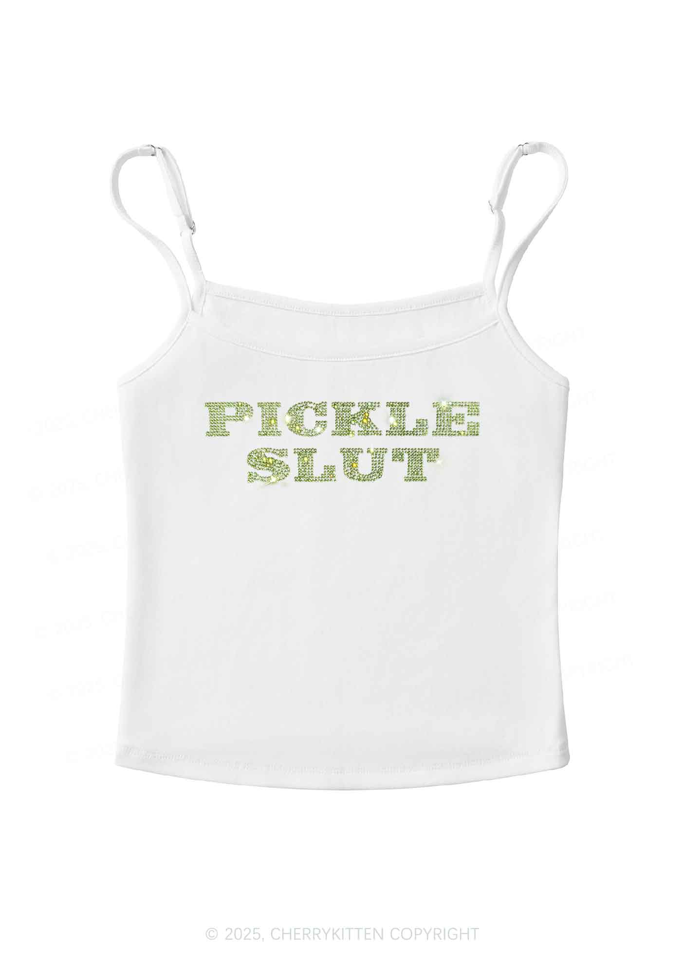Rhinestone Pickle Slxt Y2K Spaghetti Strap Cami Cherrykitten - Image 3
