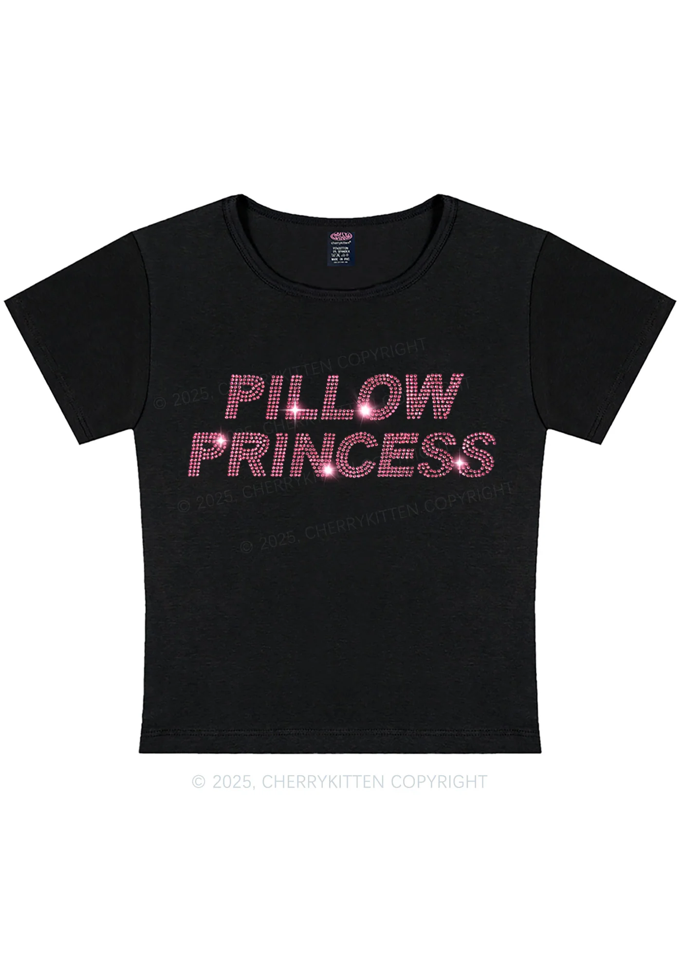 Rhinestone Pillow Princess Y2K Baby Tee Cherrykitten - Image 3