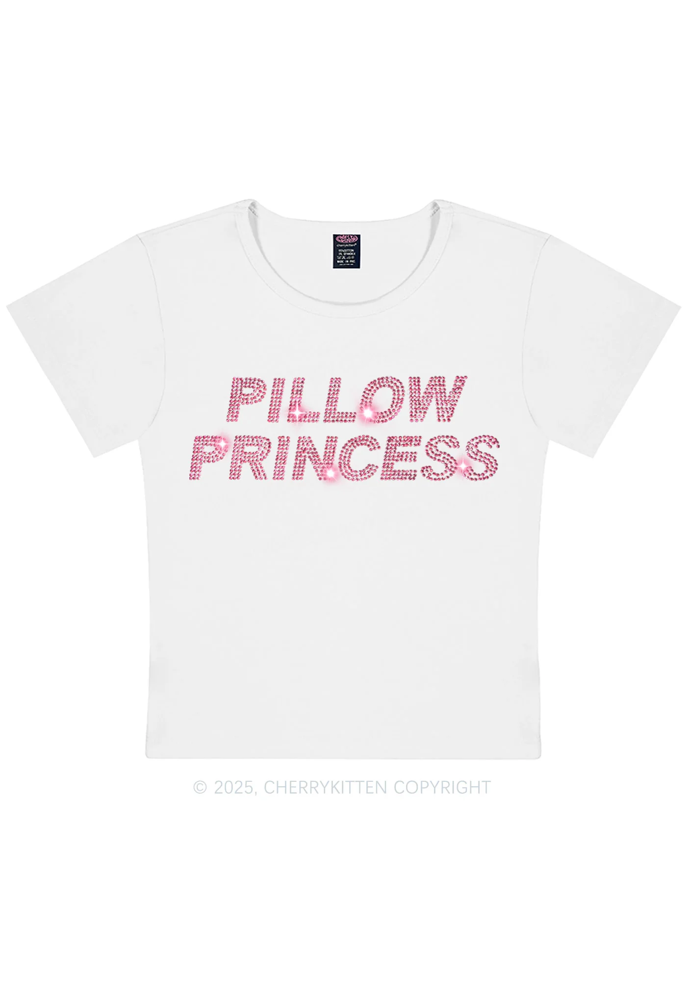 Rhinestone Pillow Princess Y2K Baby Tee Cherrykitten - Image 4