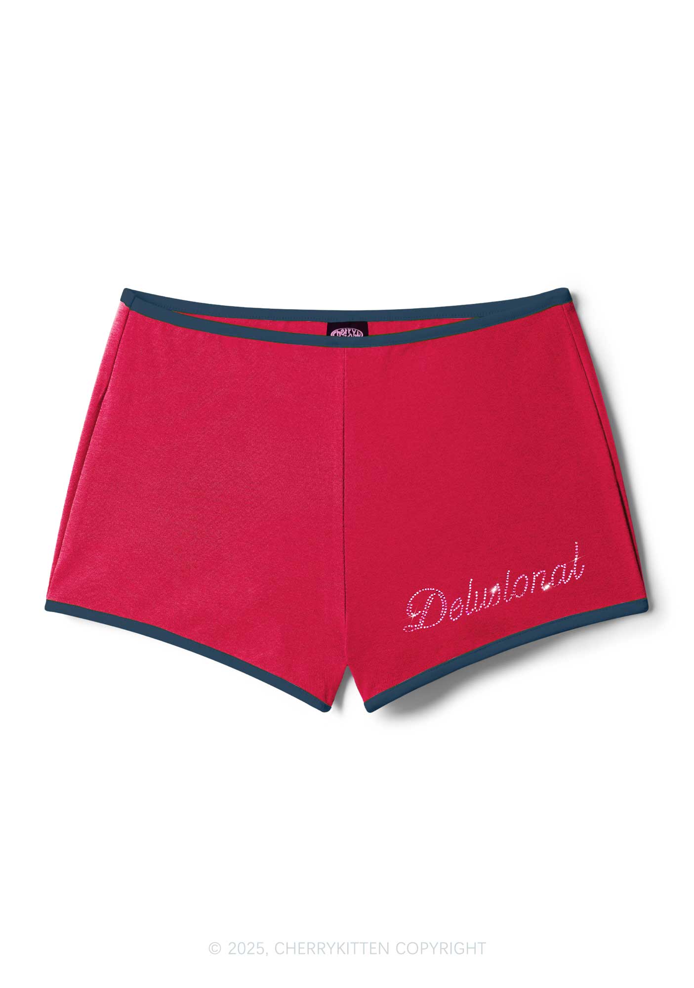 Rhinestone Pink Delusional Y2K Booty Shorts Cherrykitten - Image 5
