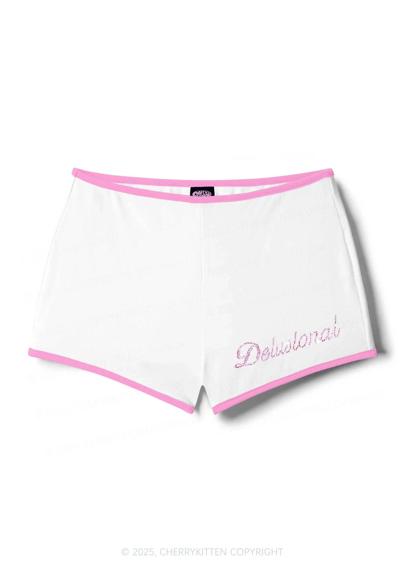 Rhinestone Pink Delusional Y2K Booty Shorts Cherrykitten - Image 7