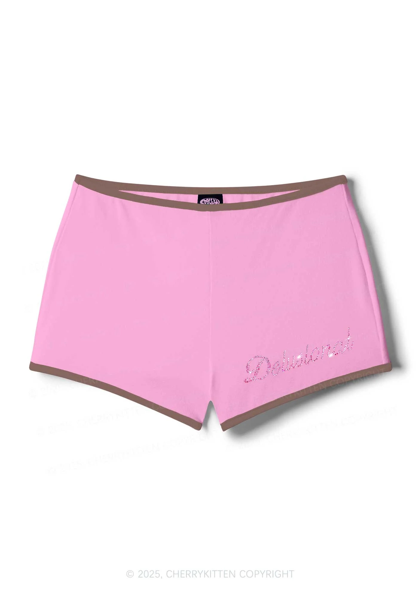 Rhinestone Pink Delusional Y2K Booty Shorts Cherrykitten - Image 9