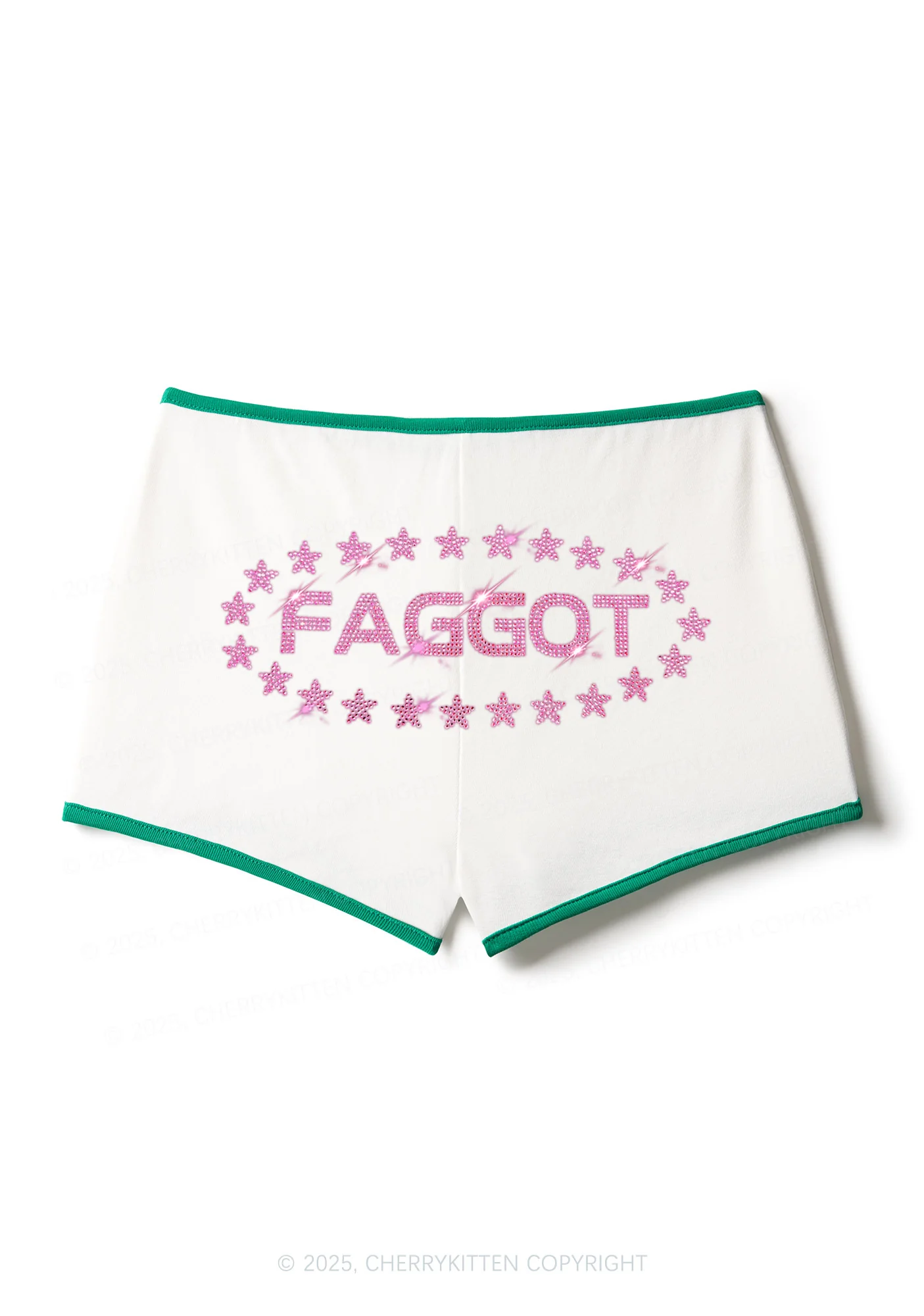 Rhinestone Pink Faggot Stars Pride Y2K Booty Shorts Cherrykitten - Image 3