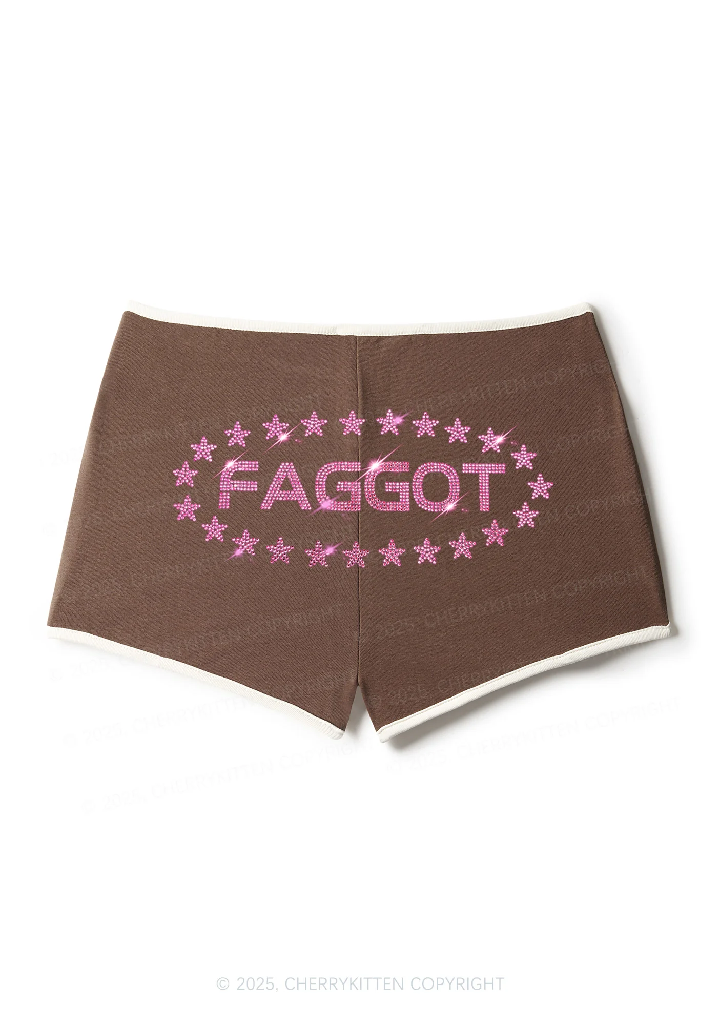 Rhinestone Pink Faggot Stars Pride Y2K Booty Shorts Cherrykitten - Image 4