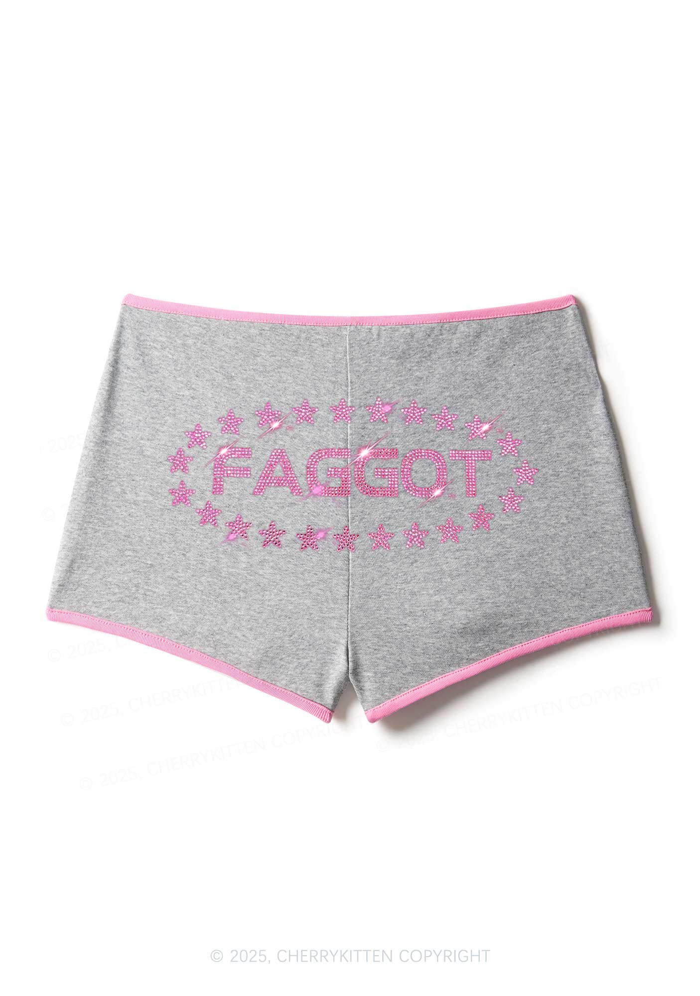 Rhinestone Pink Faggot Stars Pride Y2K Booty Shorts Cherrykitten - Image 5