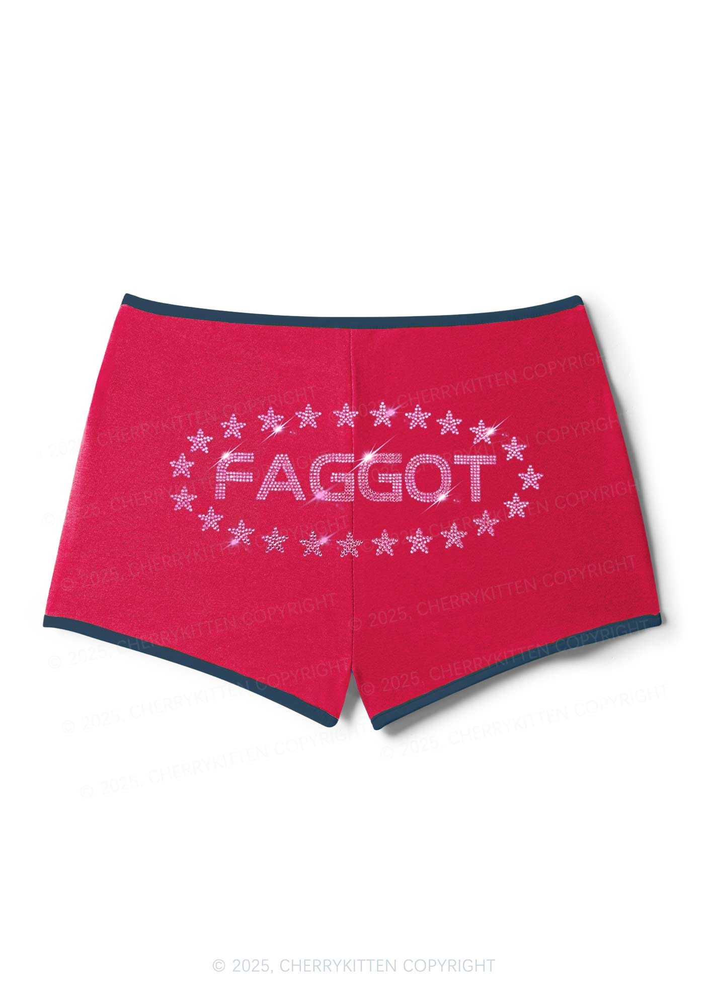 Rhinestone Pink Faggot Stars Pride Y2K Booty Shorts Cherrykitten - Image 8