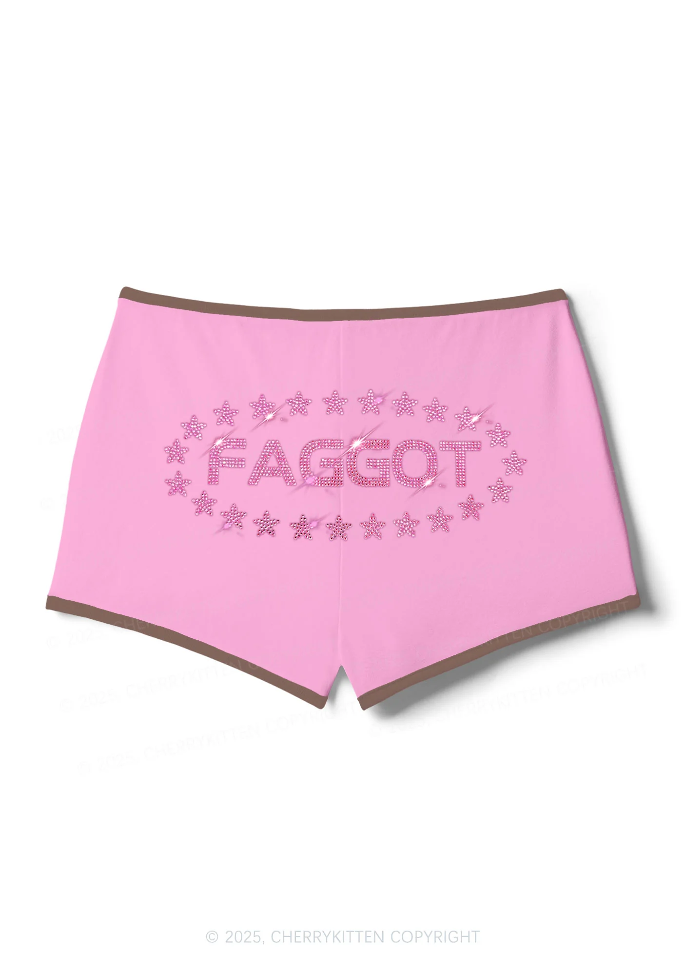 Rhinestone Pink Faggot Stars Pride Y2K Booty Shorts Cherrykitten - Image 9