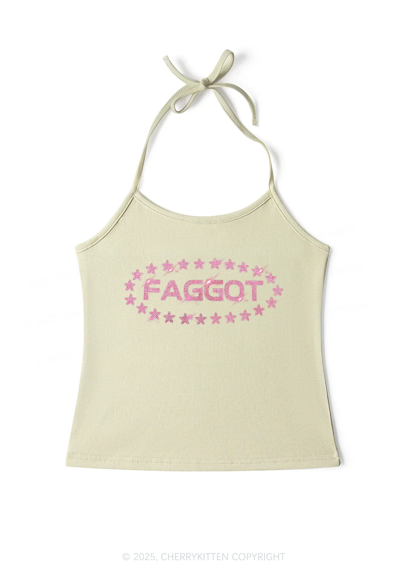 Rhinestone Pink Faggot Stars Pride Y2K Halter Neck Cami Cherrykitten - Image 6
