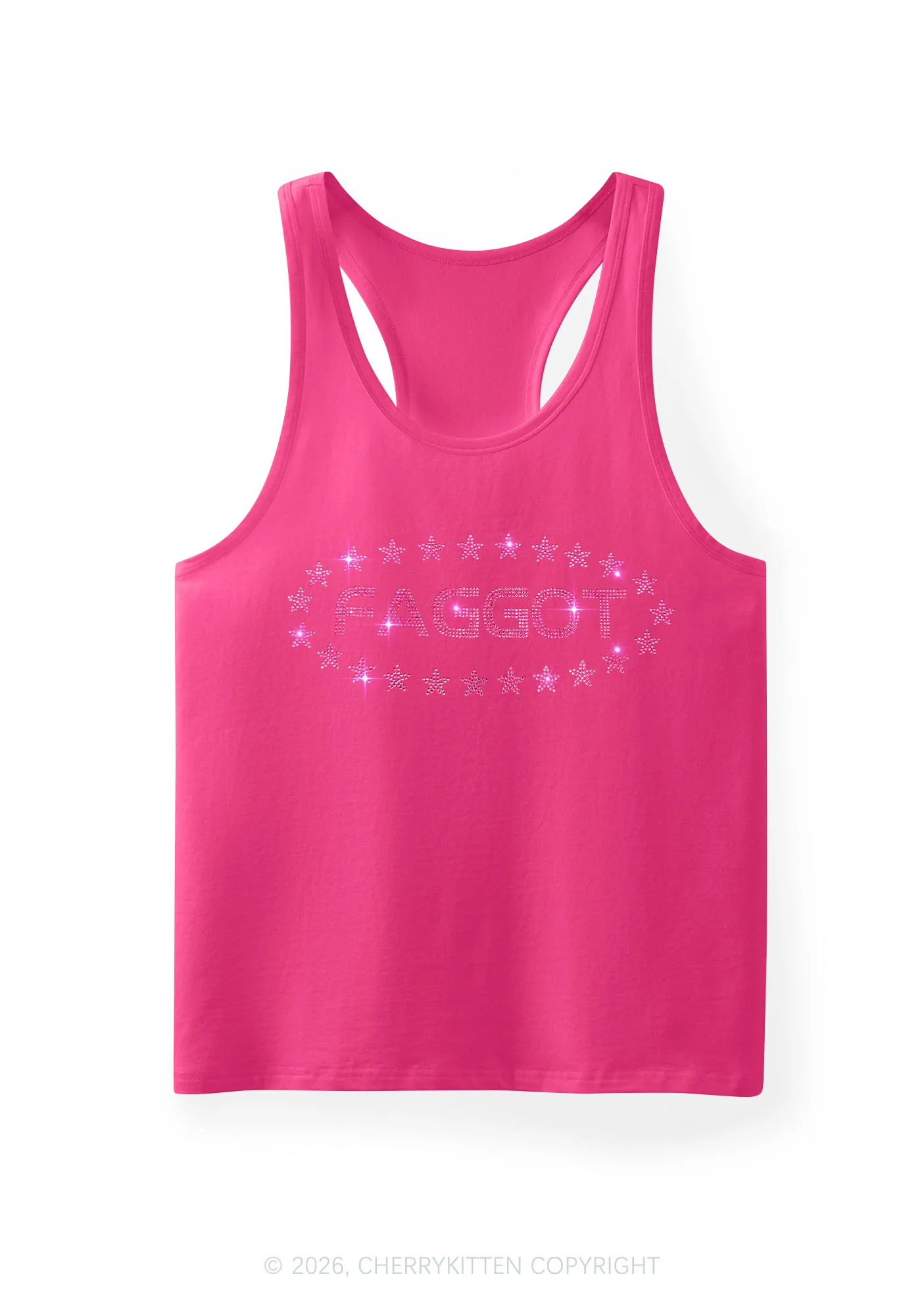 Rhinestone Pink Faggot Stars Pride Y2K Men Racerback Tank Top Cherrykitten - Image 10