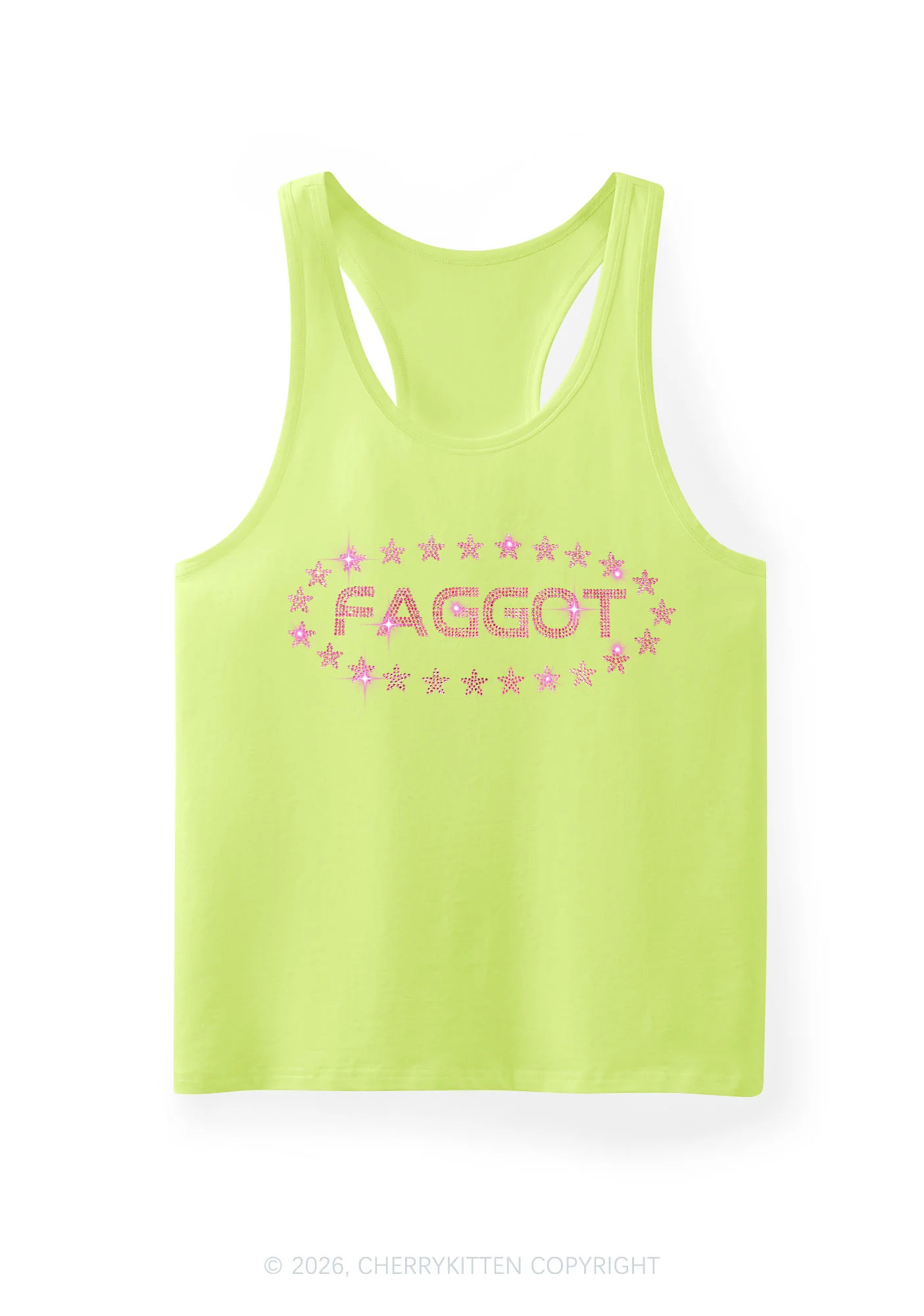 Rhinestone Pink Faggot Stars Pride Y2K Men Racerback Tank Top Cherrykitten - Image 6
