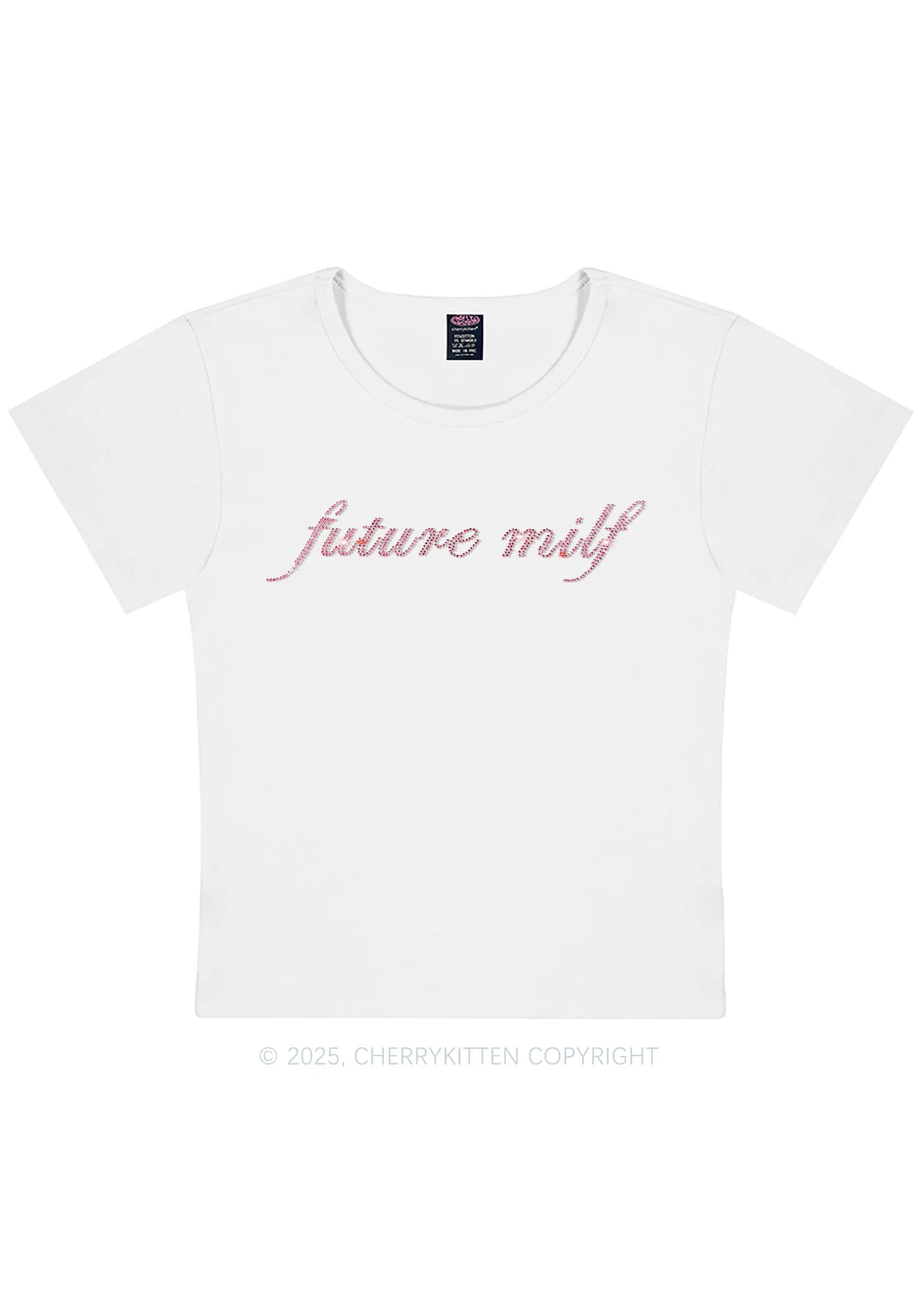 Rhinestone Pink Future Mxxf Y2K Baby Tee Cherrykitten - Image 3